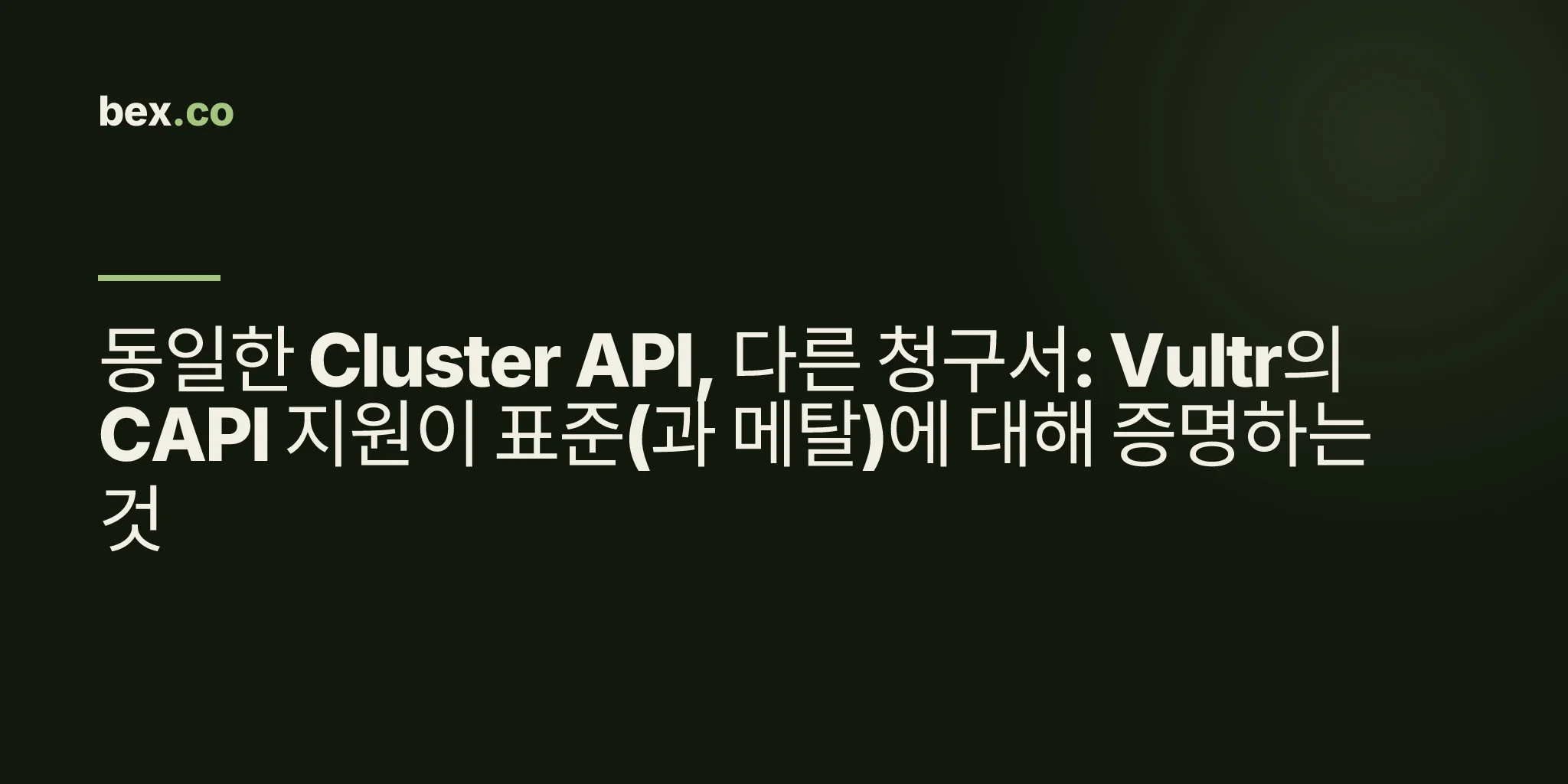 동일한 Cluster API, 다른 청구서: Vultr의 CAPI 지원이 표준(과 메탈)에 대해 증명하는 것