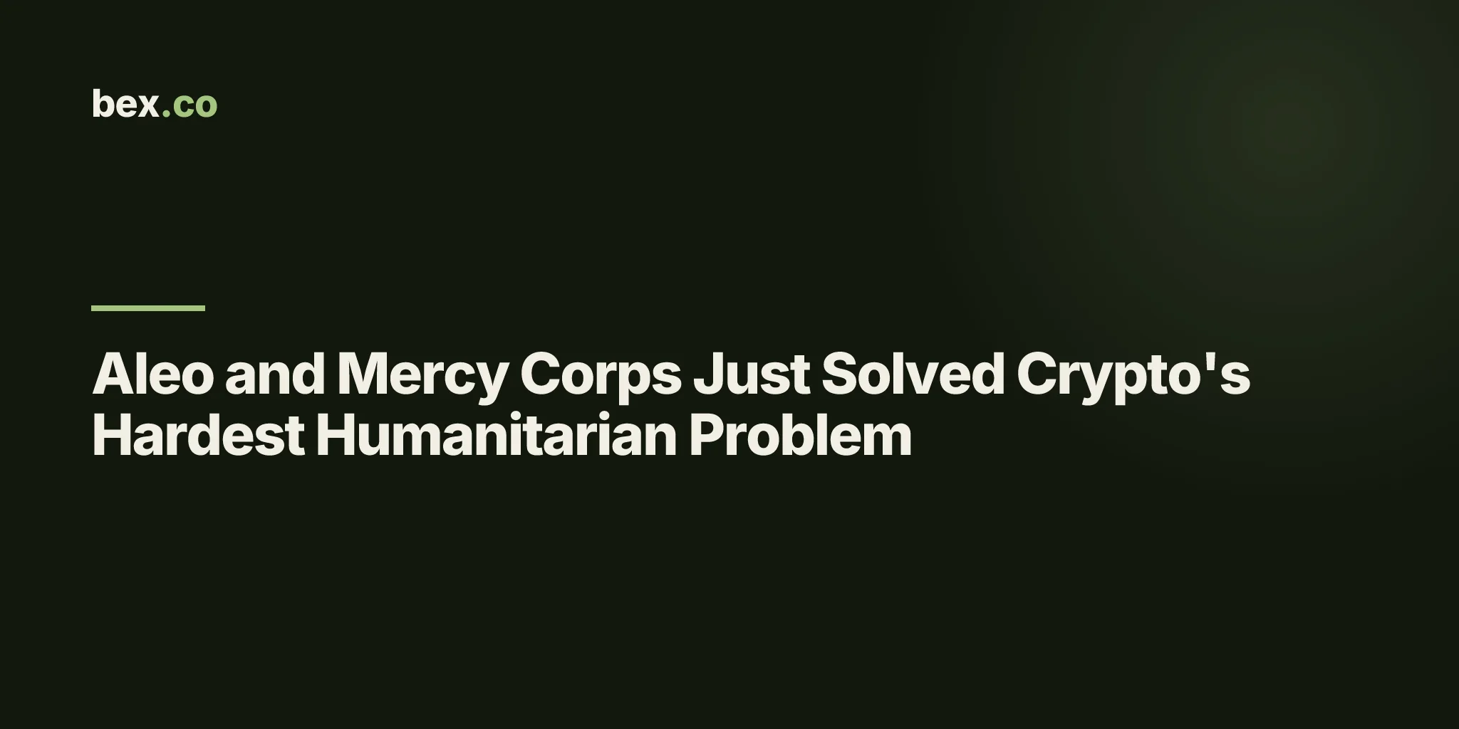 Aleo and Mercy Corps Just Solved Crypto's Hardest Humanitarian Problem
