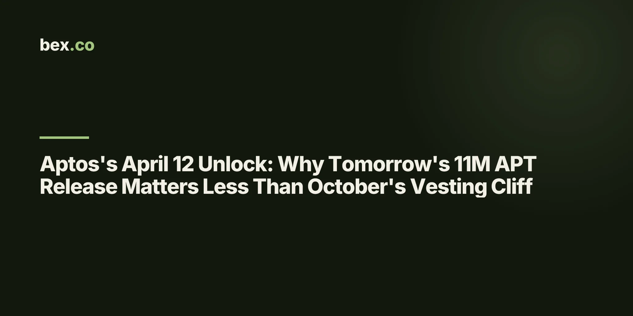 Aptos's April 12 Unlock: Why Tomorrow's 11M APT Release Matters Less Than October's Vesting Cliff