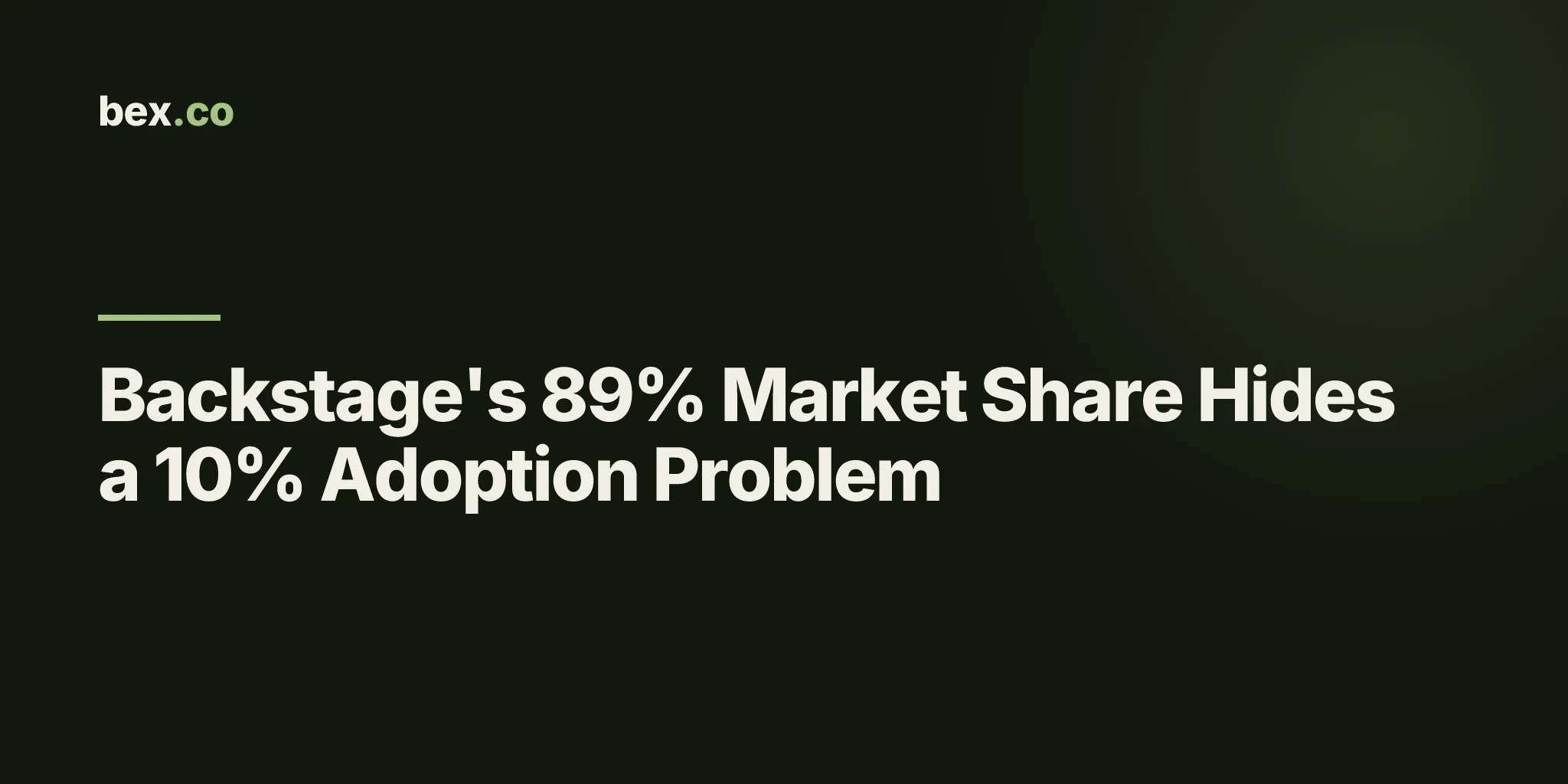 Backstage's 89% Market Share Hides a 10% Adoption Problem