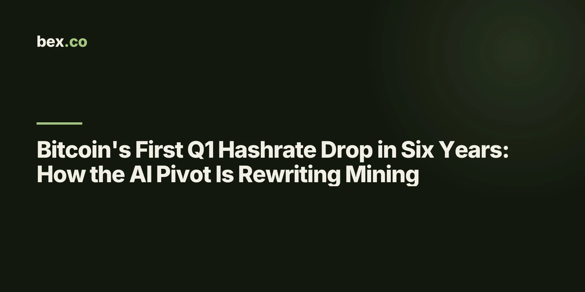 Bitcoin's First Q1 Hashrate Drop in Six Years: How the AI Pivot Is Rewriting Mining