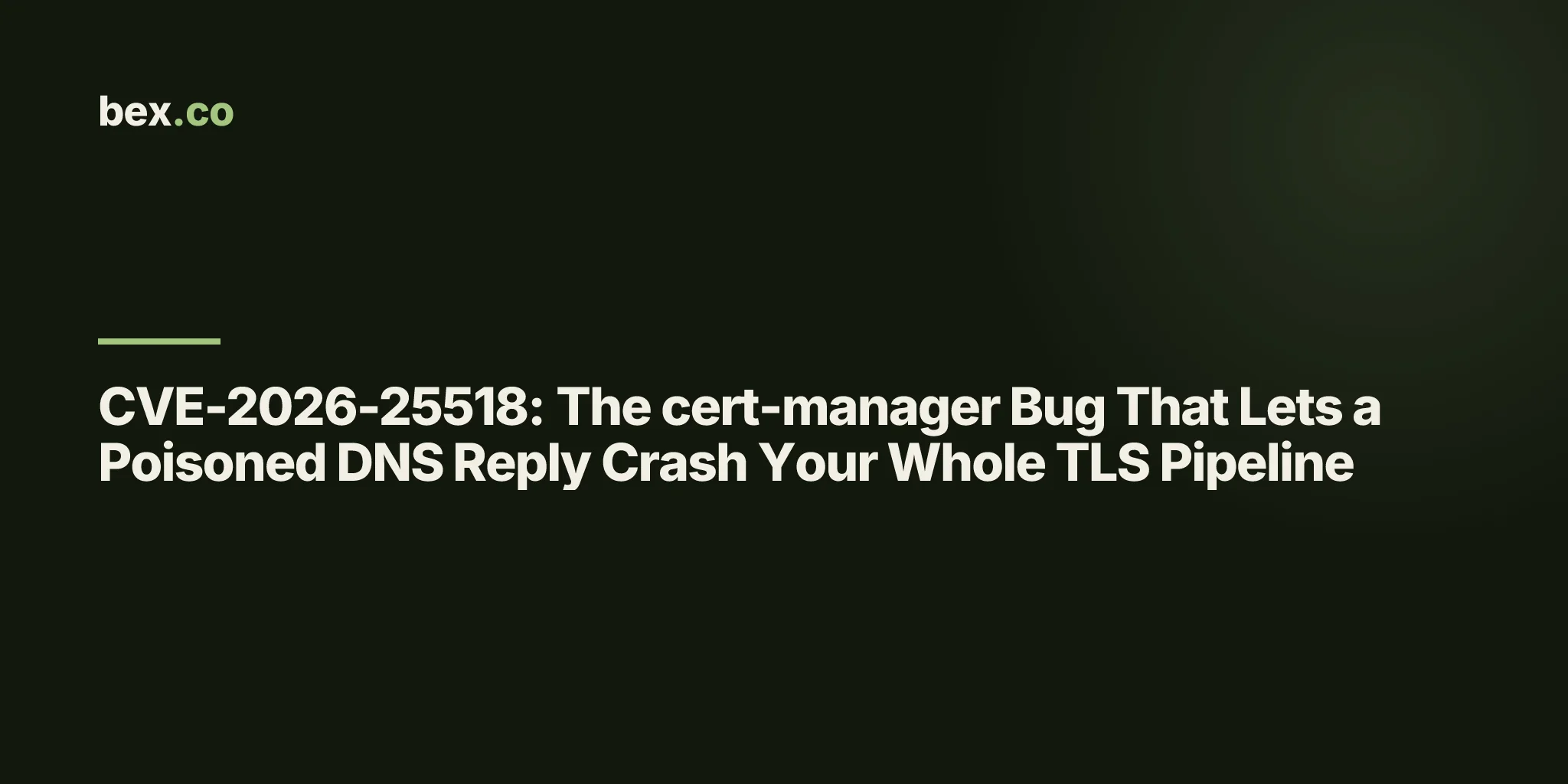 CVE-2026-25518: The cert-manager Bug That Lets a Poisoned DNS Reply Crash Your Whole TLS Pipeline