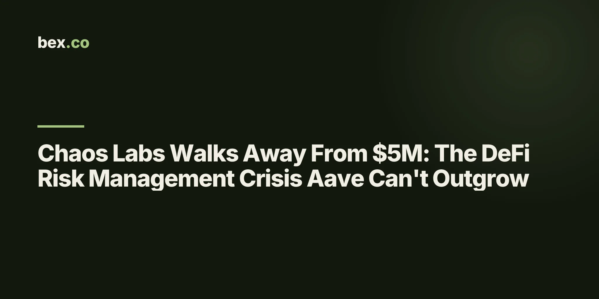 Chaos Labs Walks Away From $5M: The DeFi Risk Management Crisis Aave Can't Outgrow