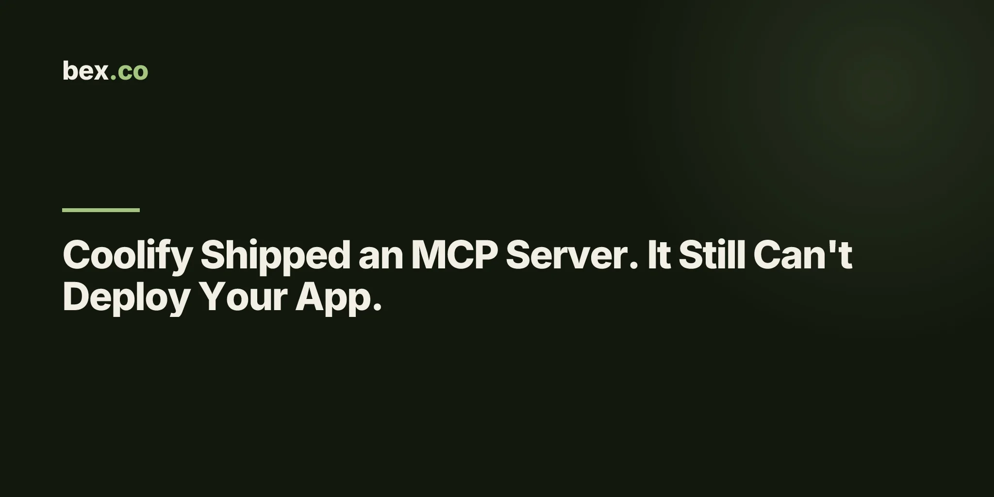 Coolify Shipped an MCP Server. It Still Can't Deploy Your App.