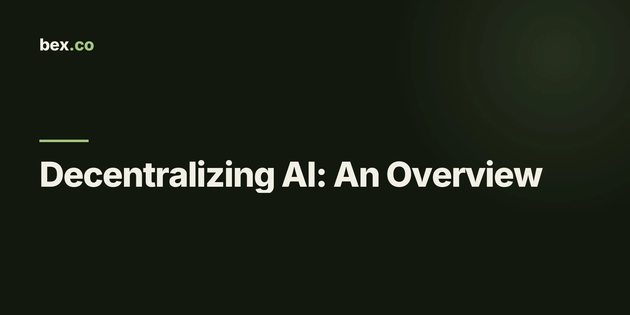 Decentralizing AI: An Overview