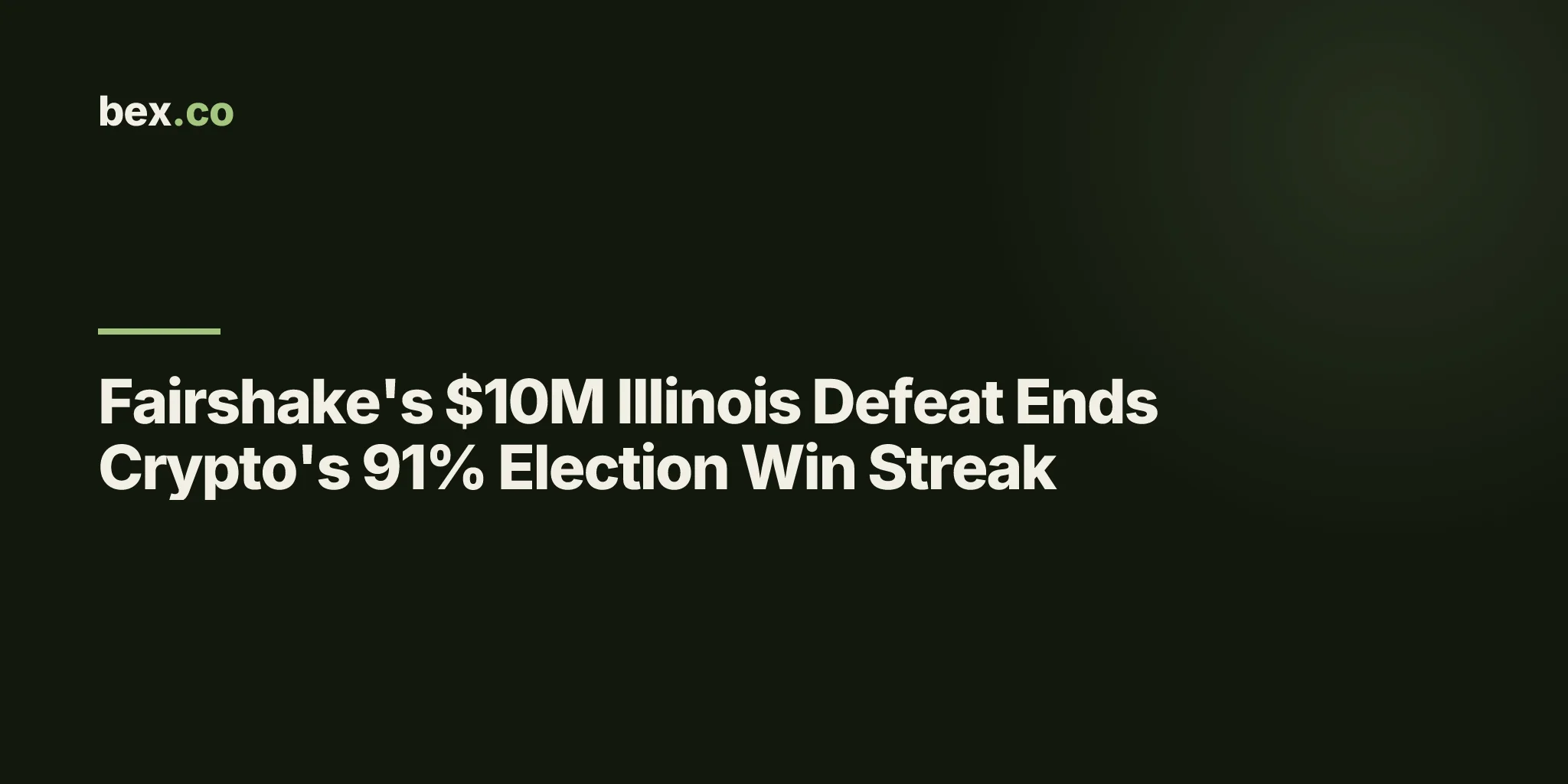 Fairshake's $10M Illinois Defeat Ends Crypto's 91% Election Win Streak