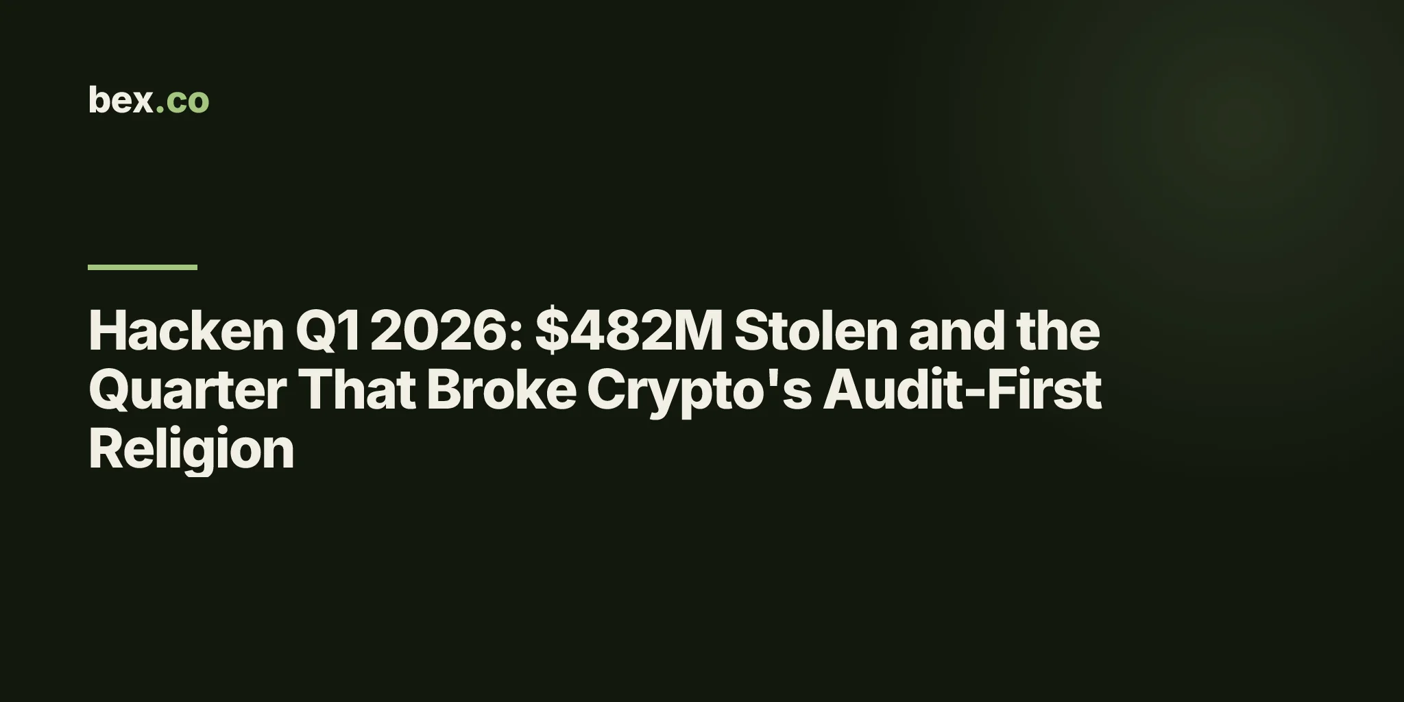 Hacken Q1 2026: $482M Stolen and the Quarter That Broke Crypto's Audit-First Religion
