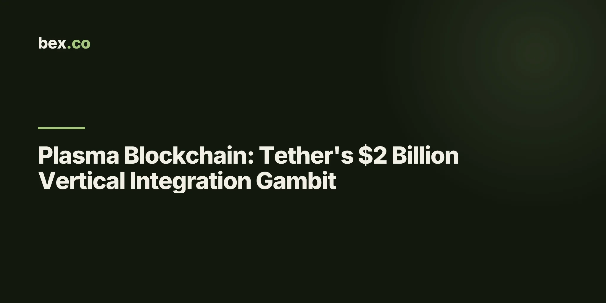 Plasma Blockchain: Tether's $2 Billion Vertical Integration Gambit