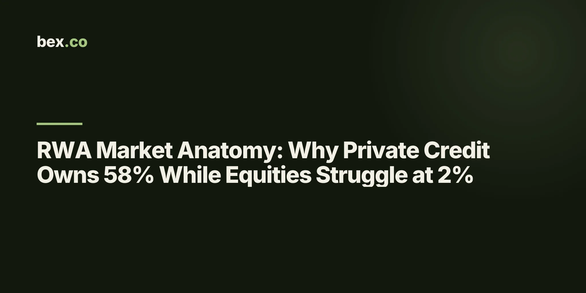 RWA Market Anatomy: Why Private Credit Owns 58% While Equities Struggle at 2%