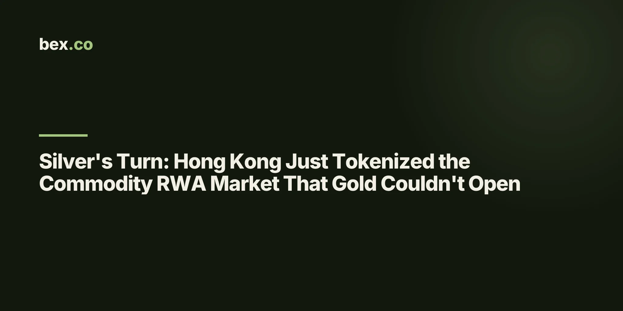 Silver's Turn: Hong Kong Just Tokenized the Commodity RWA Market That Gold Couldn't Open