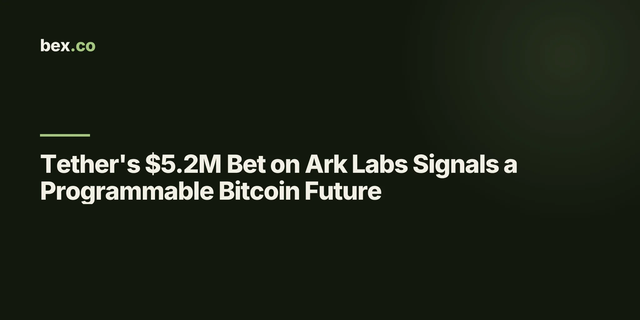 Tether's $5.2M Bet on Ark Labs Signals a Programmable Bitcoin Future