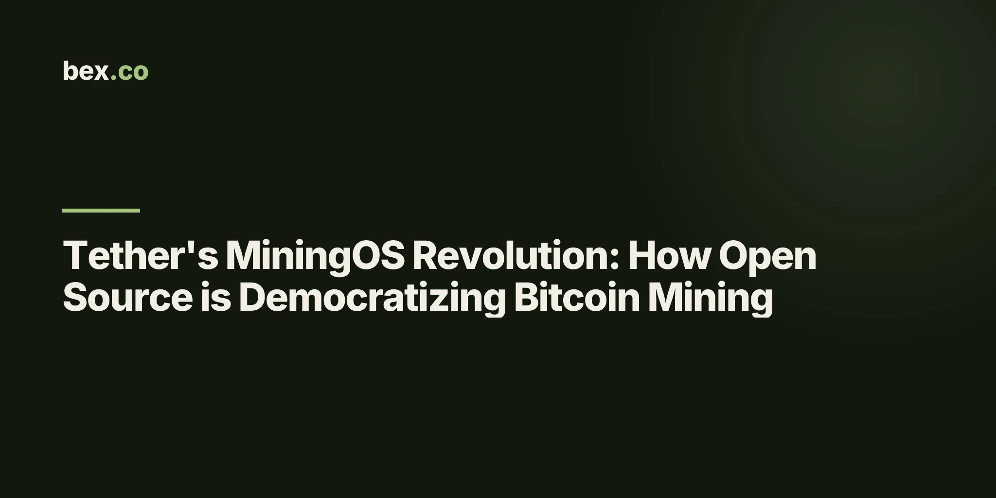 Tether's MiningOS Revolution: How Open Source is Democratizing Bitcoin Mining