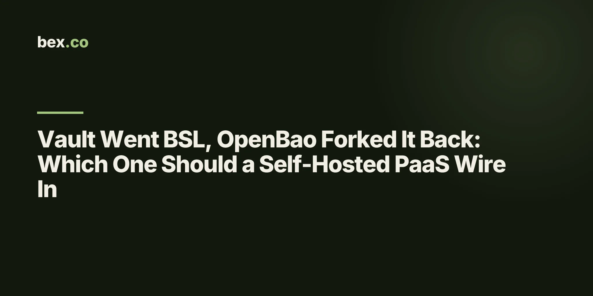 Vault Went BSL, OpenBao Forked It Back: Which One Should a Self-Hosted PaaS Wire In