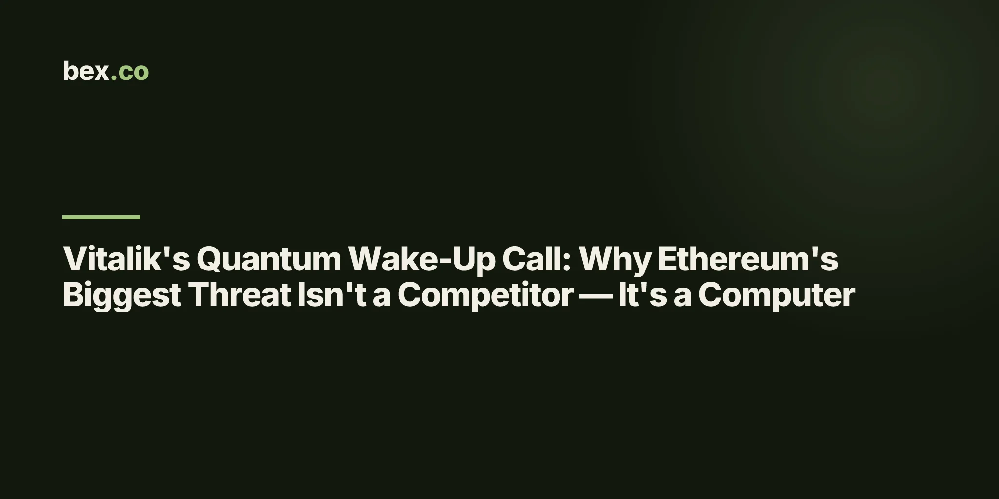 Vitalik's Quantum Wake-Up Call: Why Ethereum's Biggest Threat Isn't a Competitor — It's a Computer