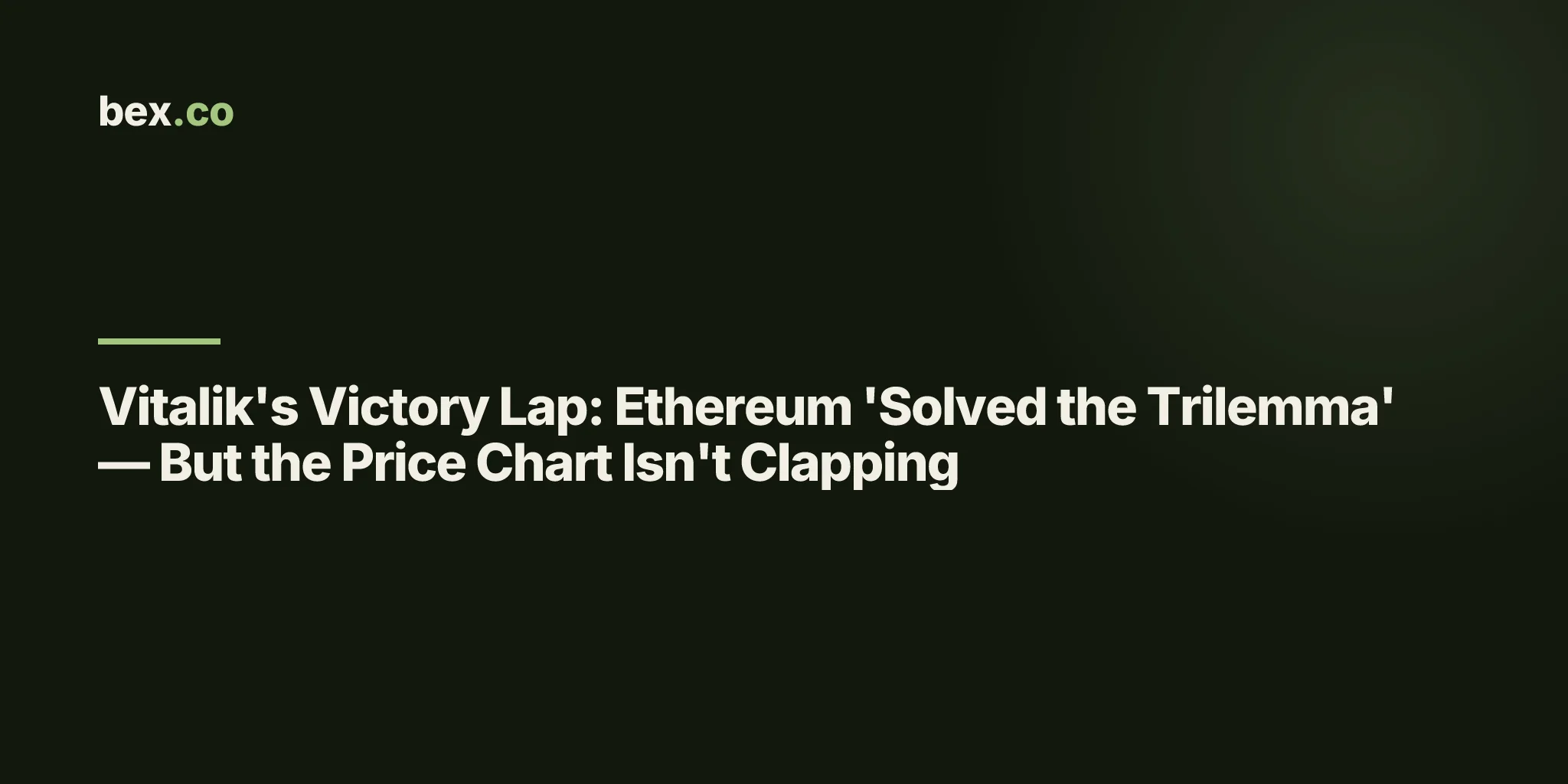 Vitalik's Victory Lap: Ethereum 'Solved the Trilemma' — But the Price Chart Isn't Clapping