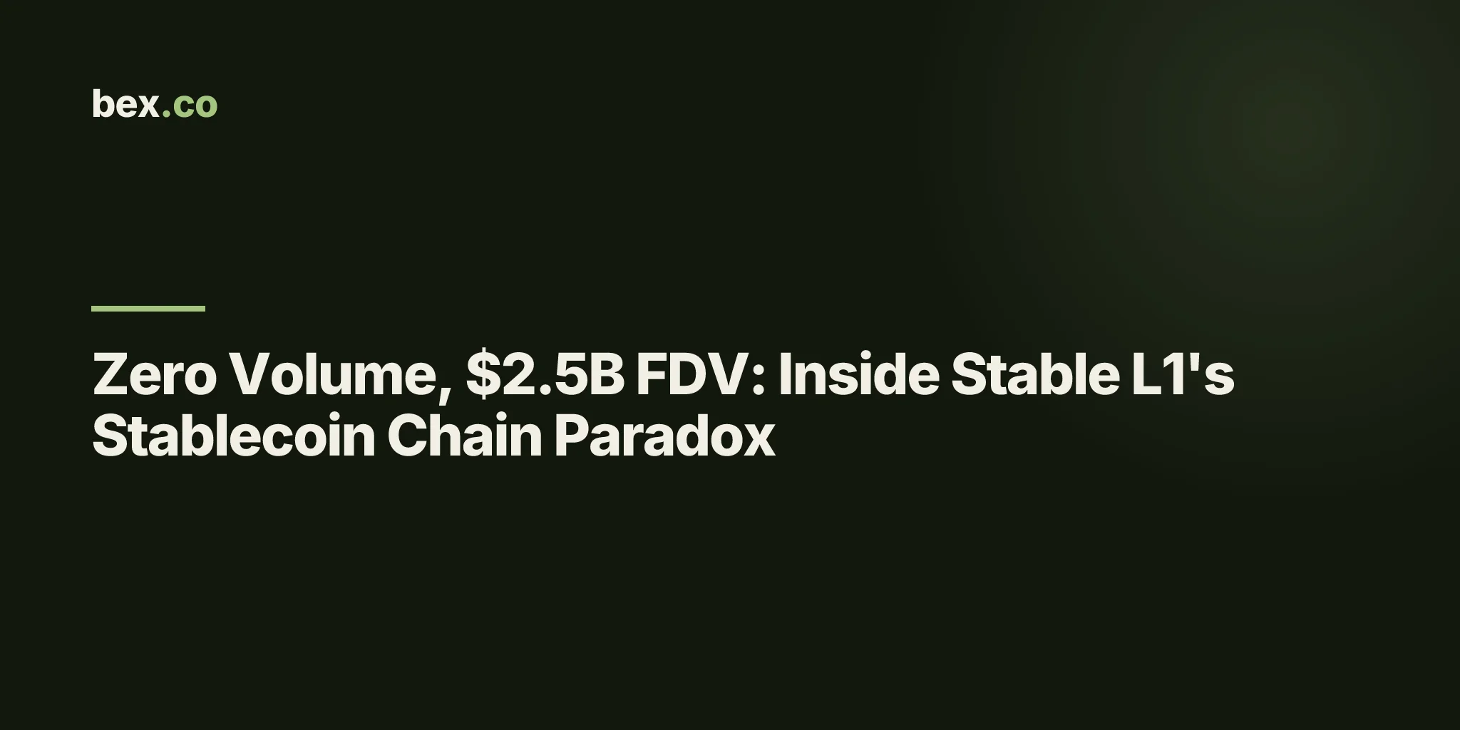 Zero Volume, $2.5B FDV: Inside Stable L1's Stablecoin Chain Paradox