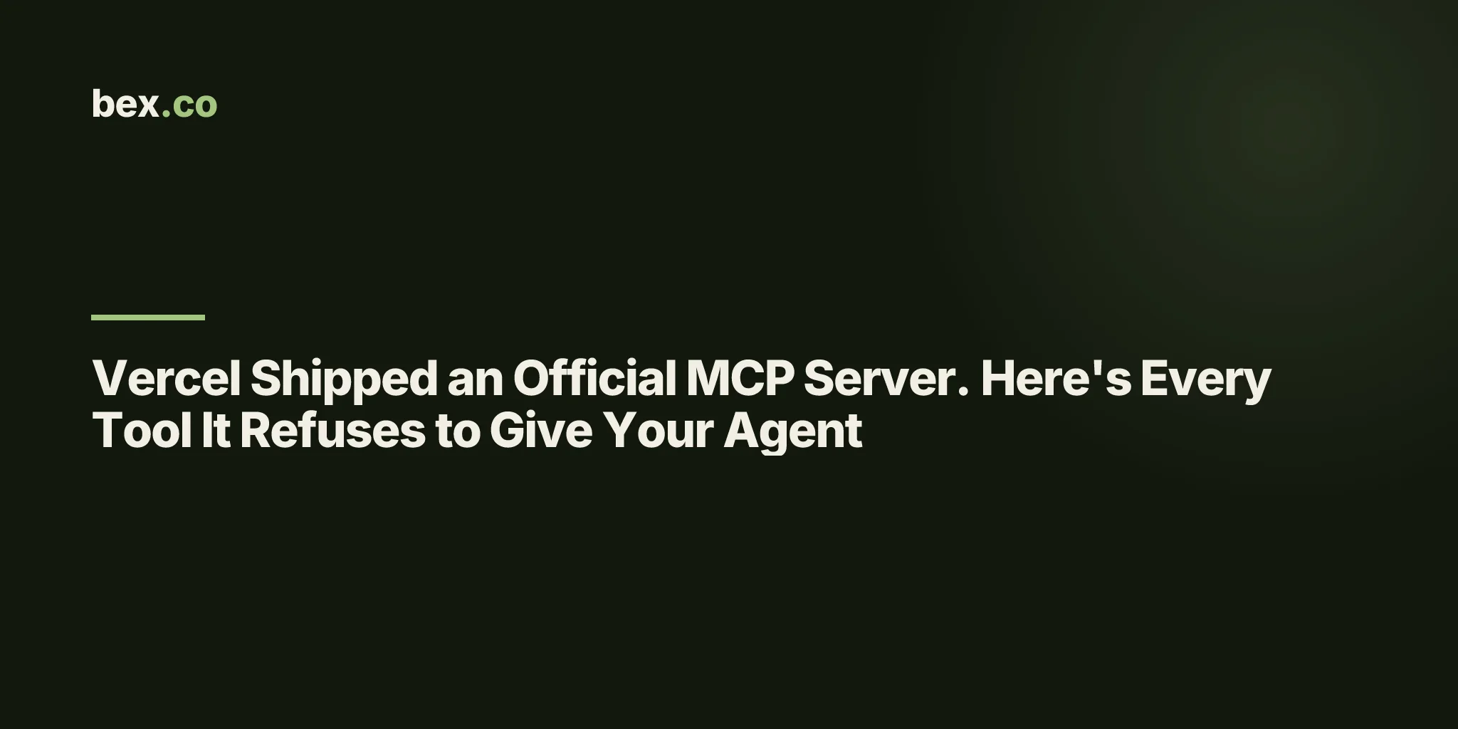 Vercel Shipped an Official MCP Server. Here's Every Tool It Refuses to Give Your Agent