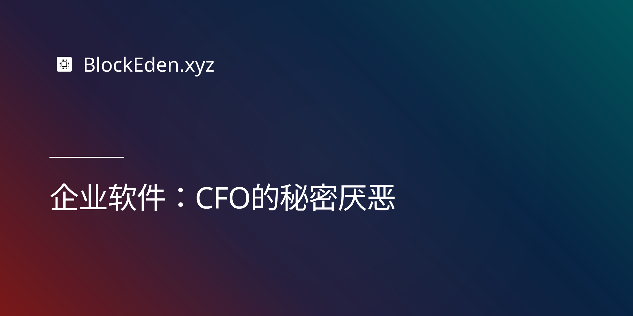 企业软件：CFO的秘密厌恶