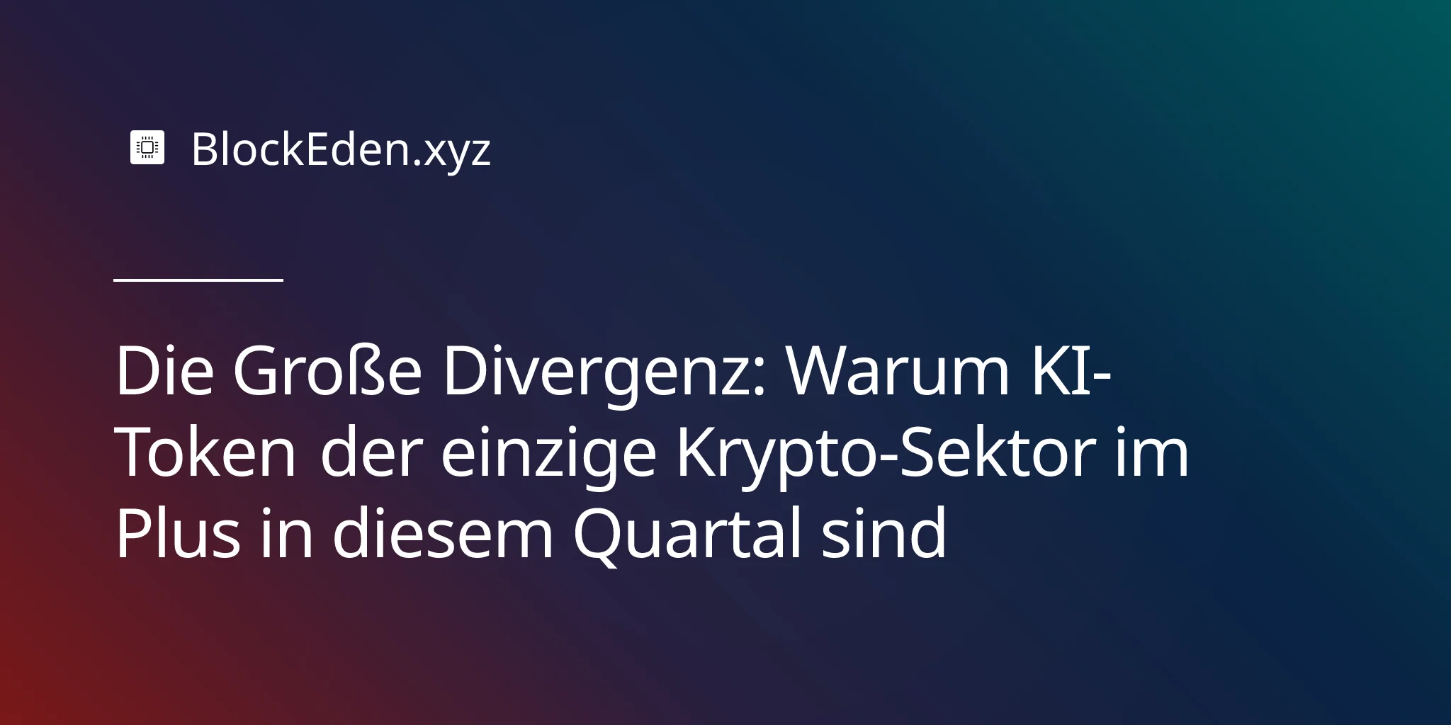 Die Große Divergenz: Warum KI-Token der einzige Krypto-Sektor im Plus in diesem Quartal sind