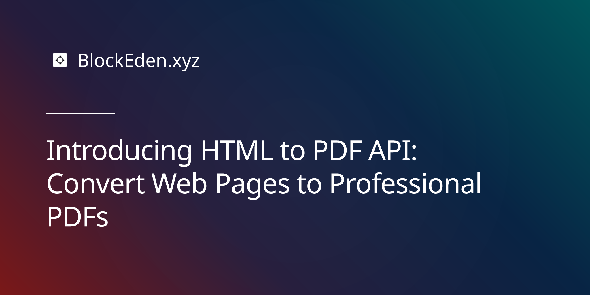 HTML to PDF API