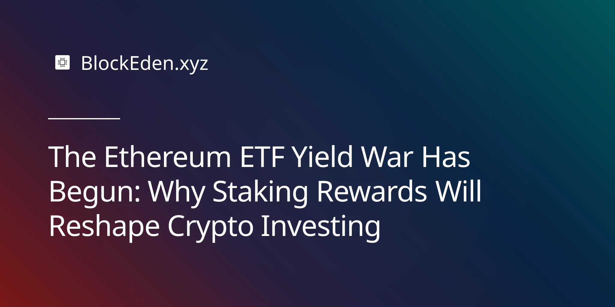 The Ethereum ETF Yield War Has Begun