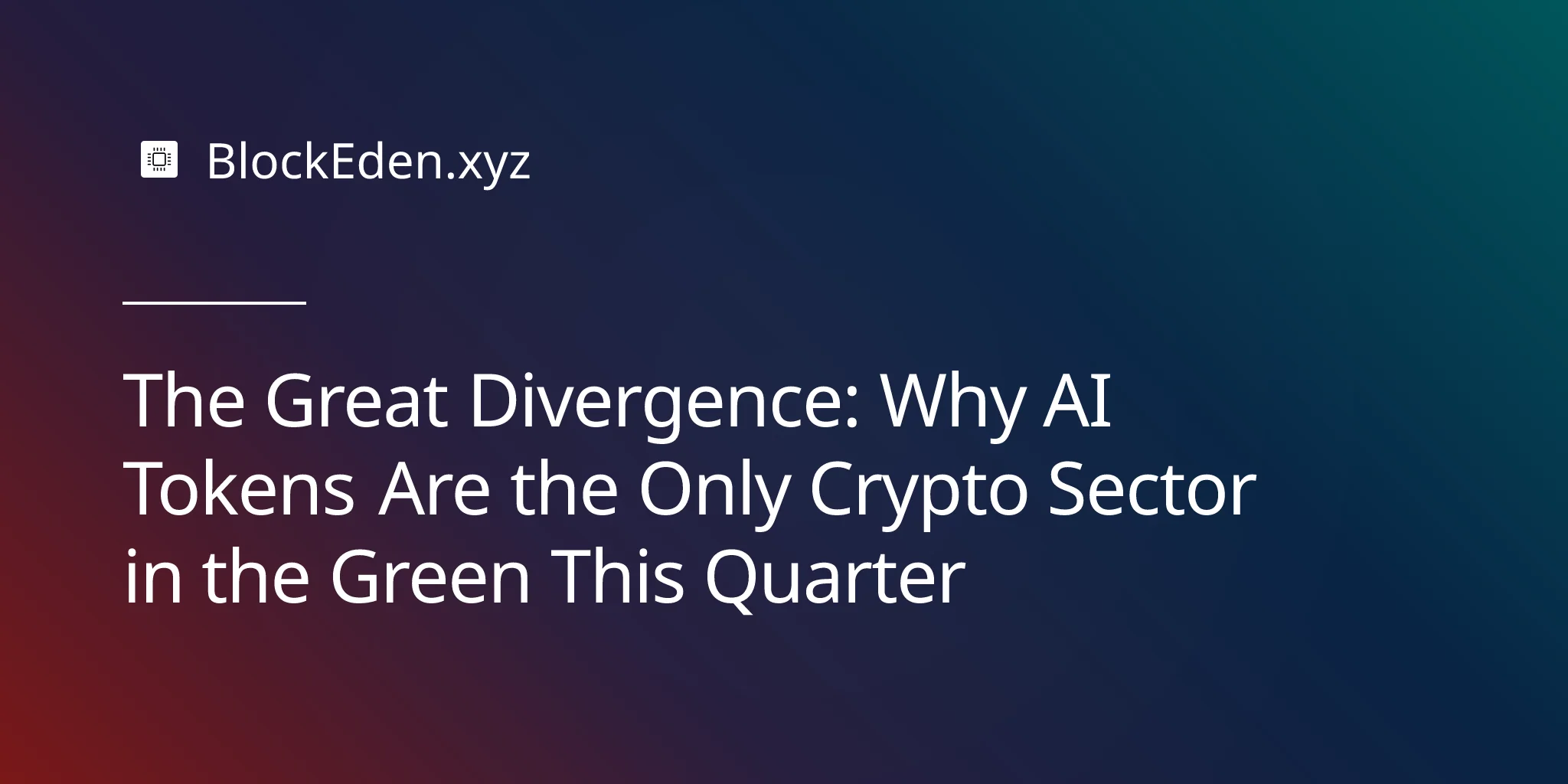 The Great Divergence: Why AI Tokens Are the Only Crypto Sector in the Green This Quarter