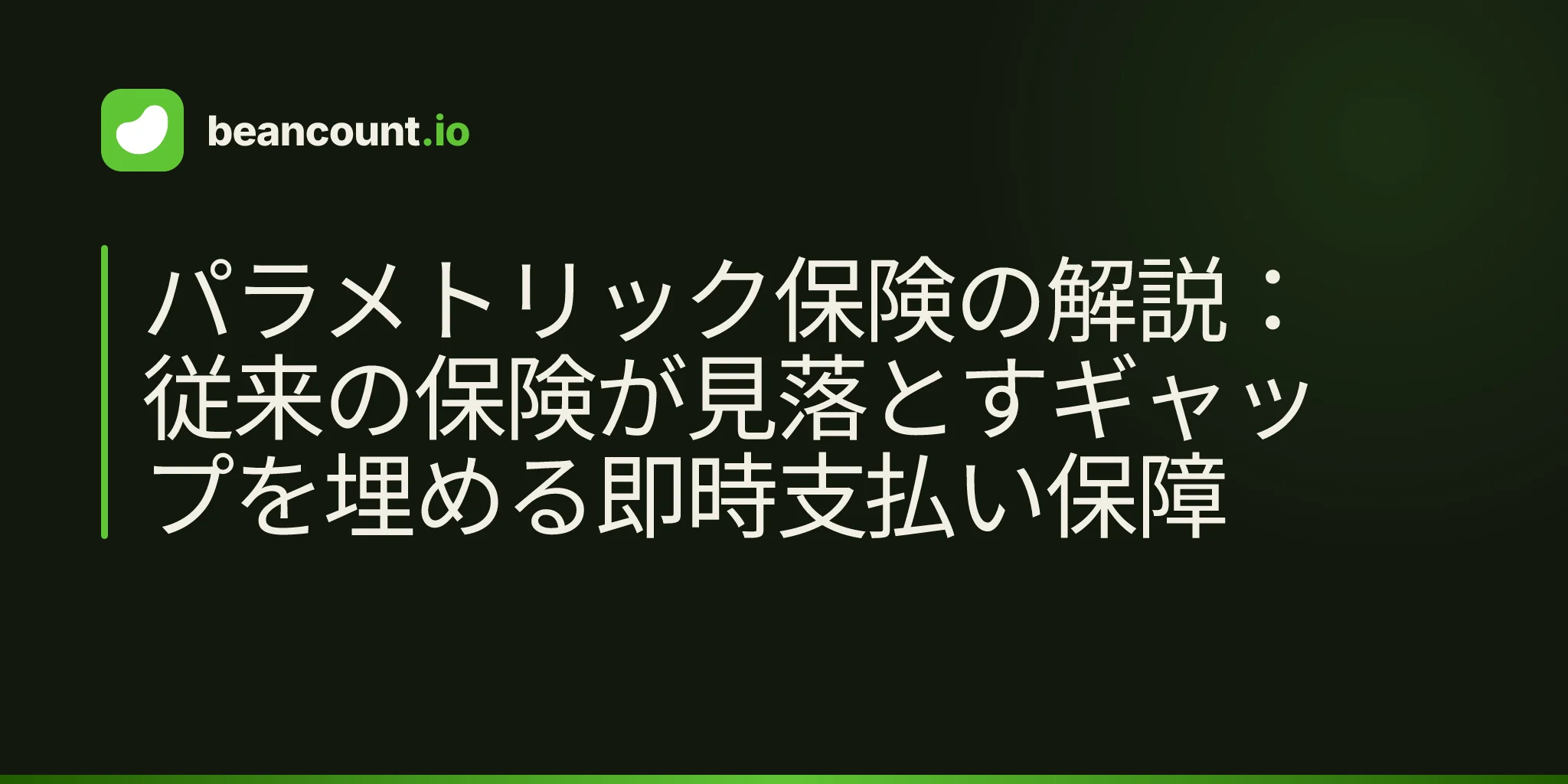 パラメトリック保険の解説:従来の保険が見落とすギャップを埋める即時支払い保障