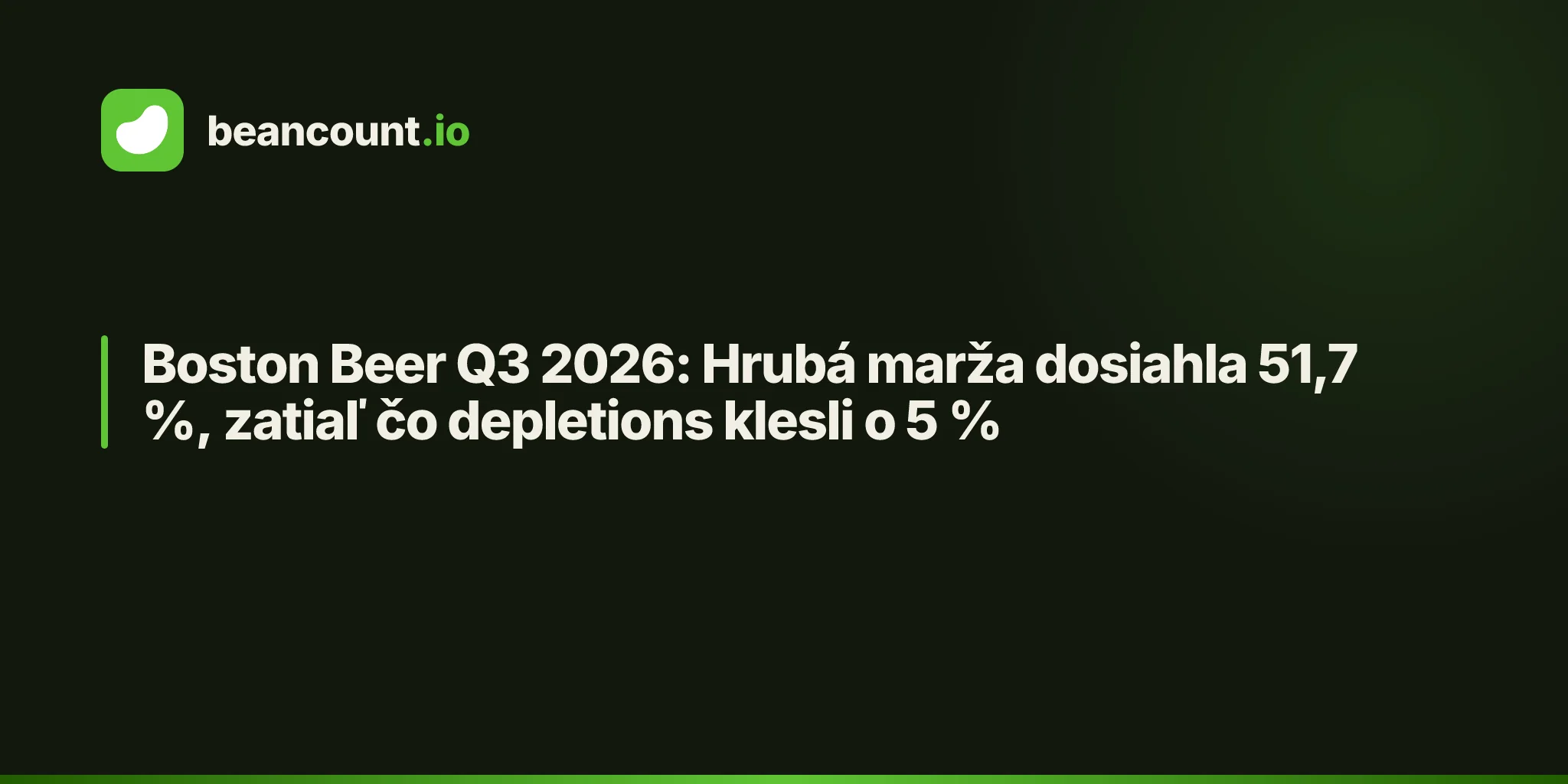 Boston Beer Q3 2026: Hrubá marža dosiahla 51,7 %, zatiaľ čo depletions klesli o 5 %