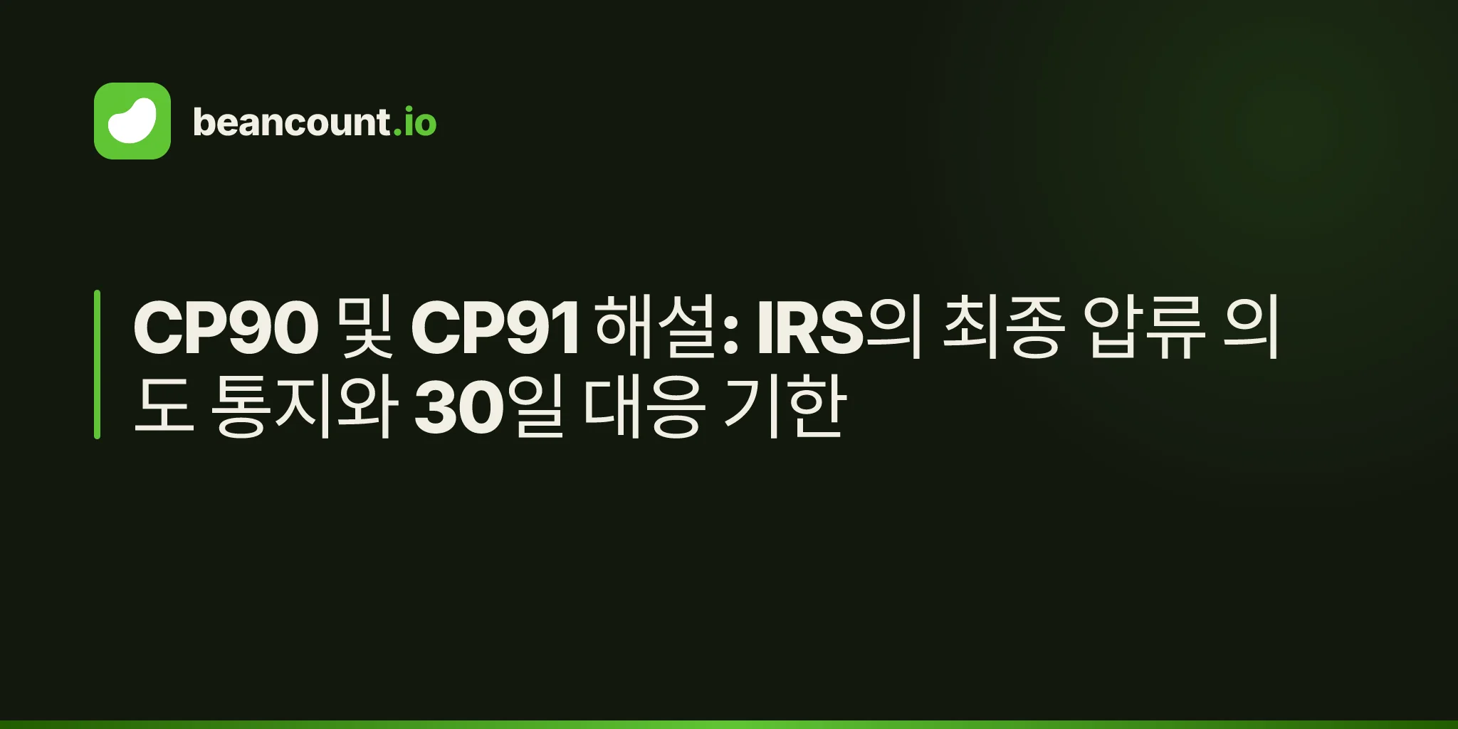 CP90 및 CP91 해설: IRS의 최종 압류 의도 통지와 30일 대응 기한