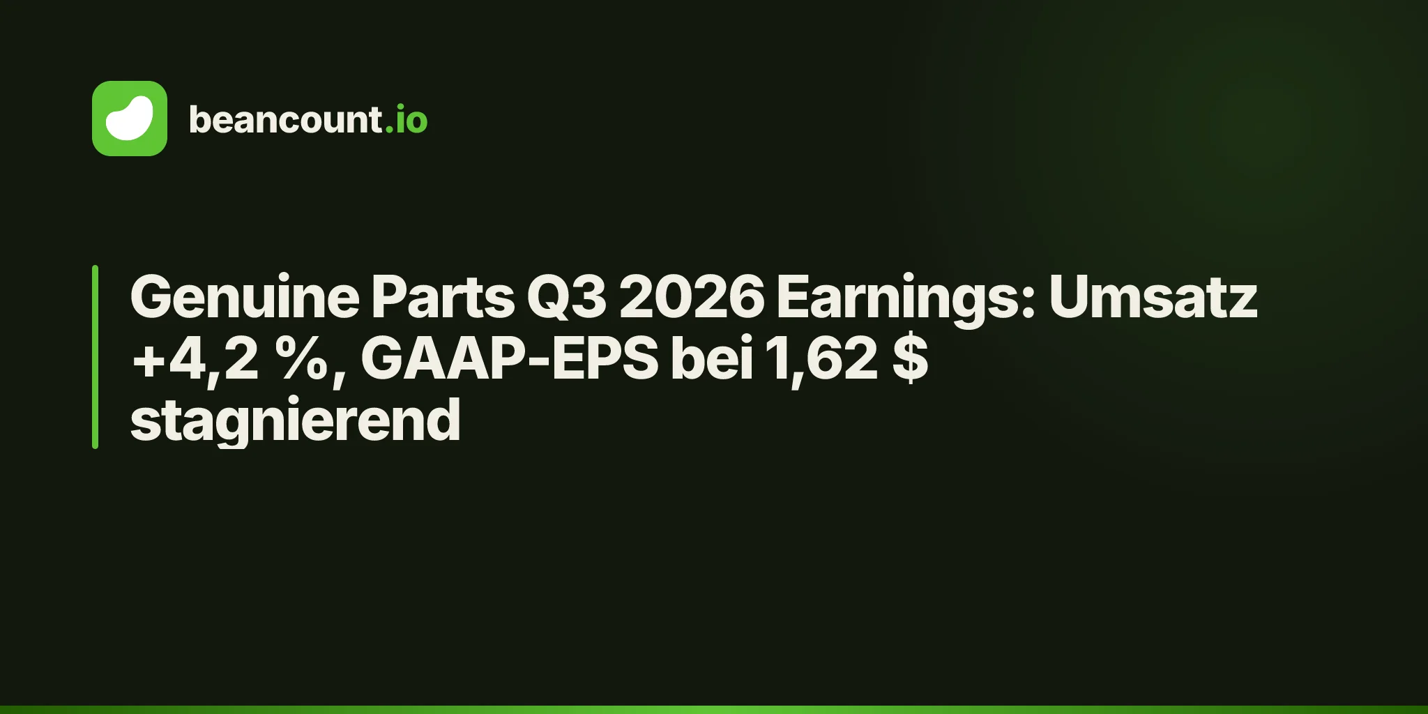 Genuine Parts Q3 2026 Earnings: Umsatz +4,2 %, GAAP-EPS bei 1,62 $ stagnierend