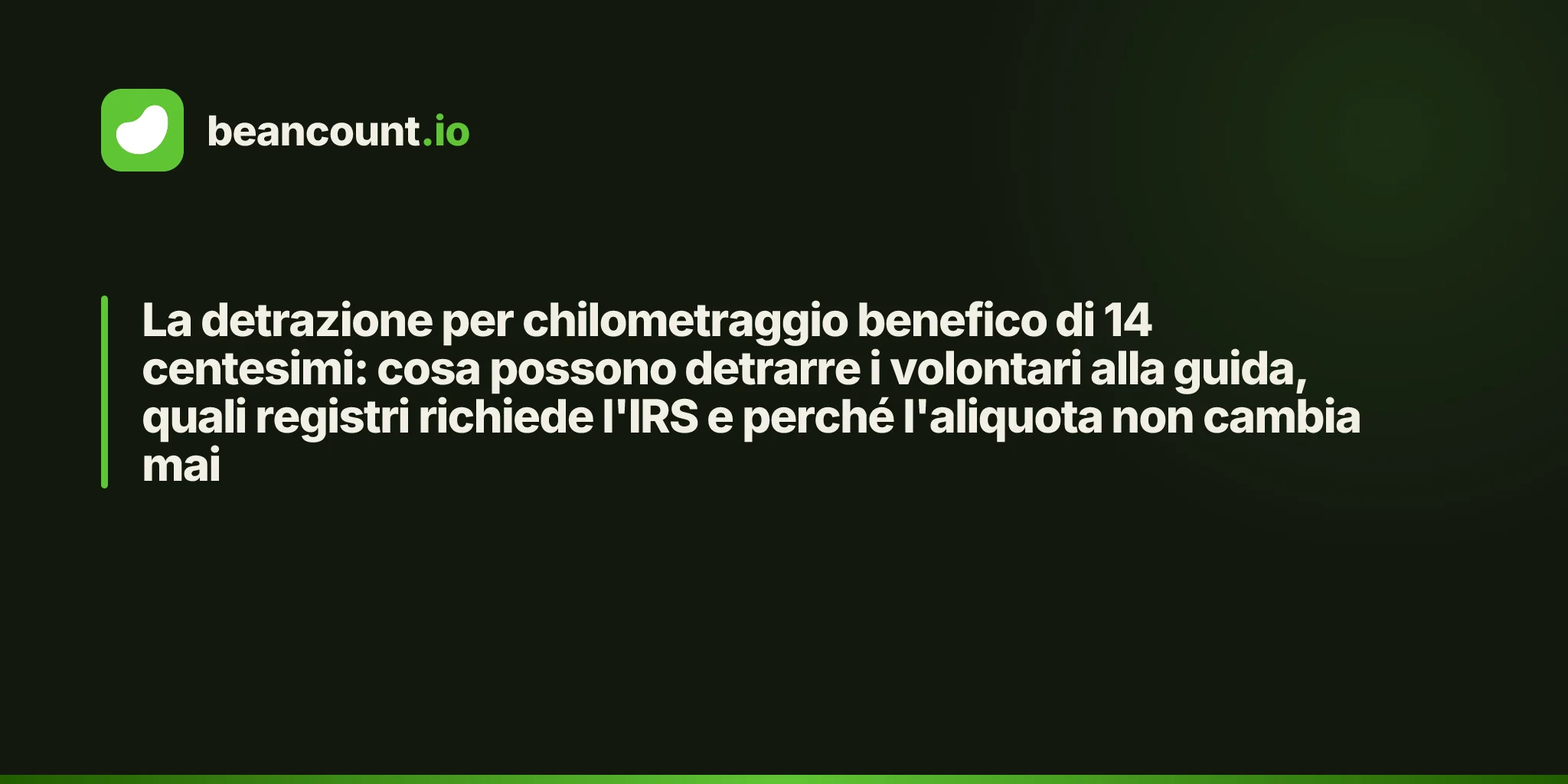 La detrazione per chilometraggio benefico di 14 centesimi: cosa possono detrarre i volontari alla guida, quali registri richiede l'IRS e perché l'aliquota non cambia mai
