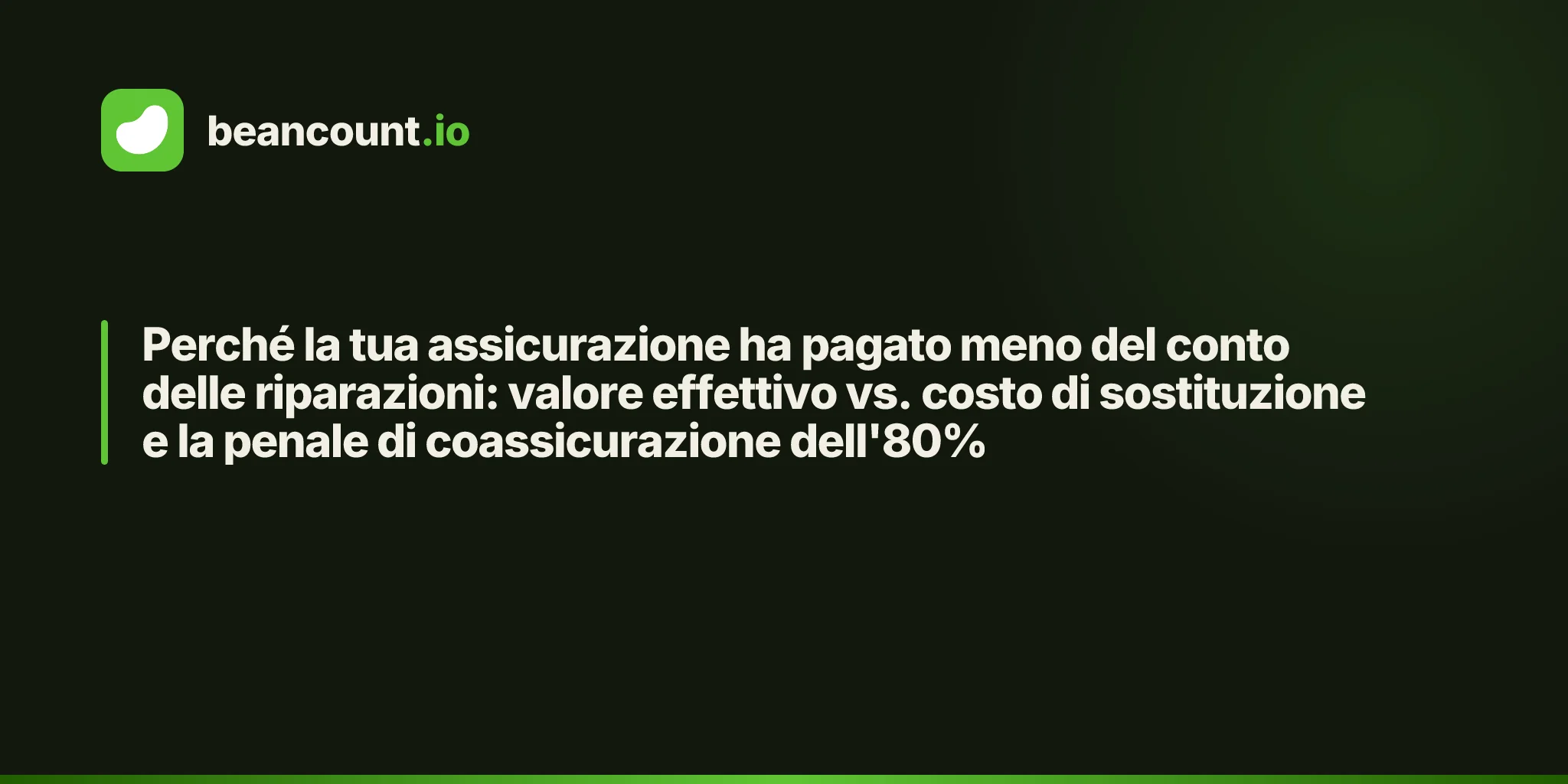 Perché la tua assicurazione ha pagato meno del conto delle riparazioni: valore effettivo vs. costo di sostituzione e la penale di coassicurazione dell'80%