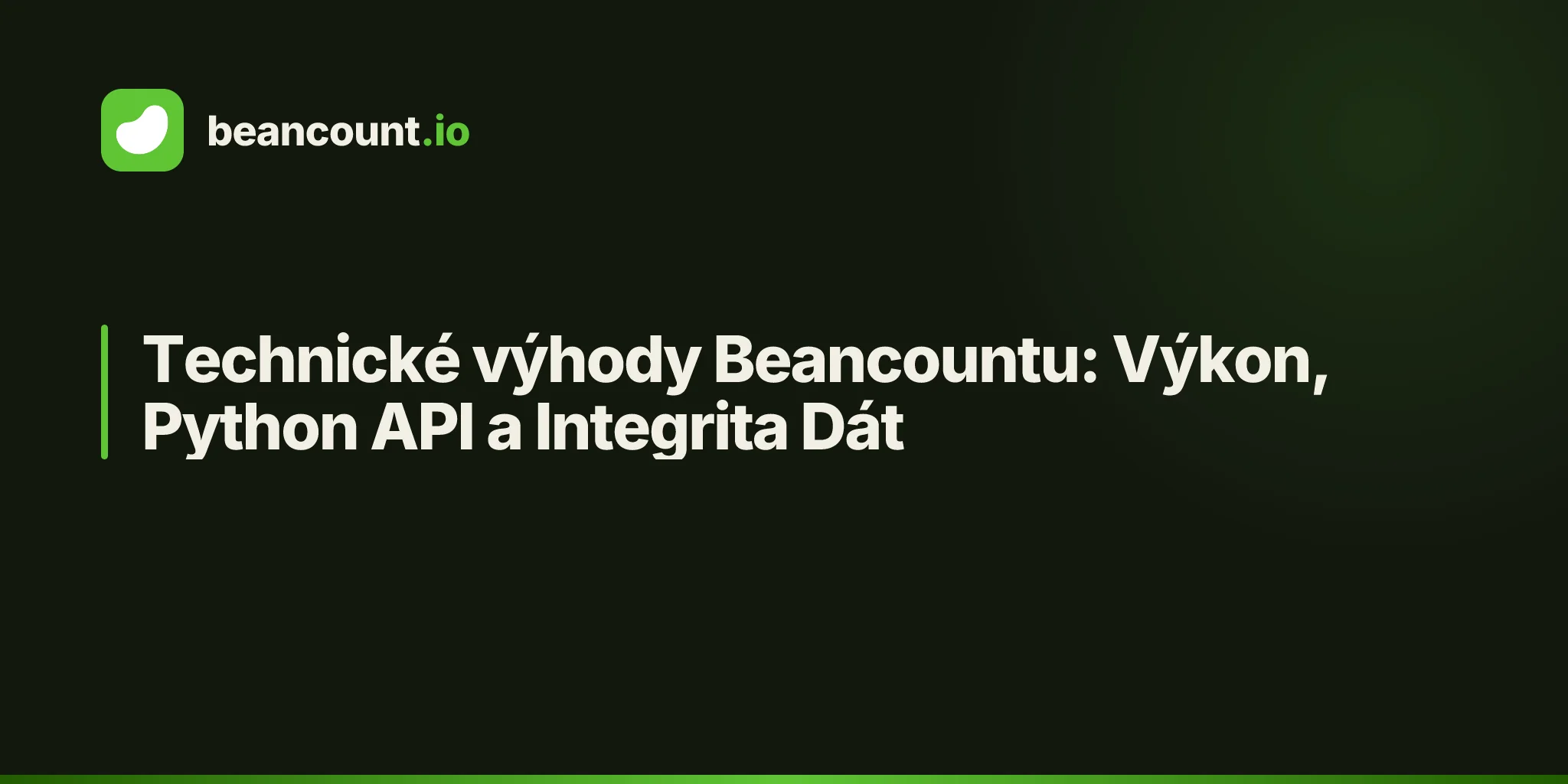 Technické výhody Beancountu: Výkon, Python API a Integrita Dát
