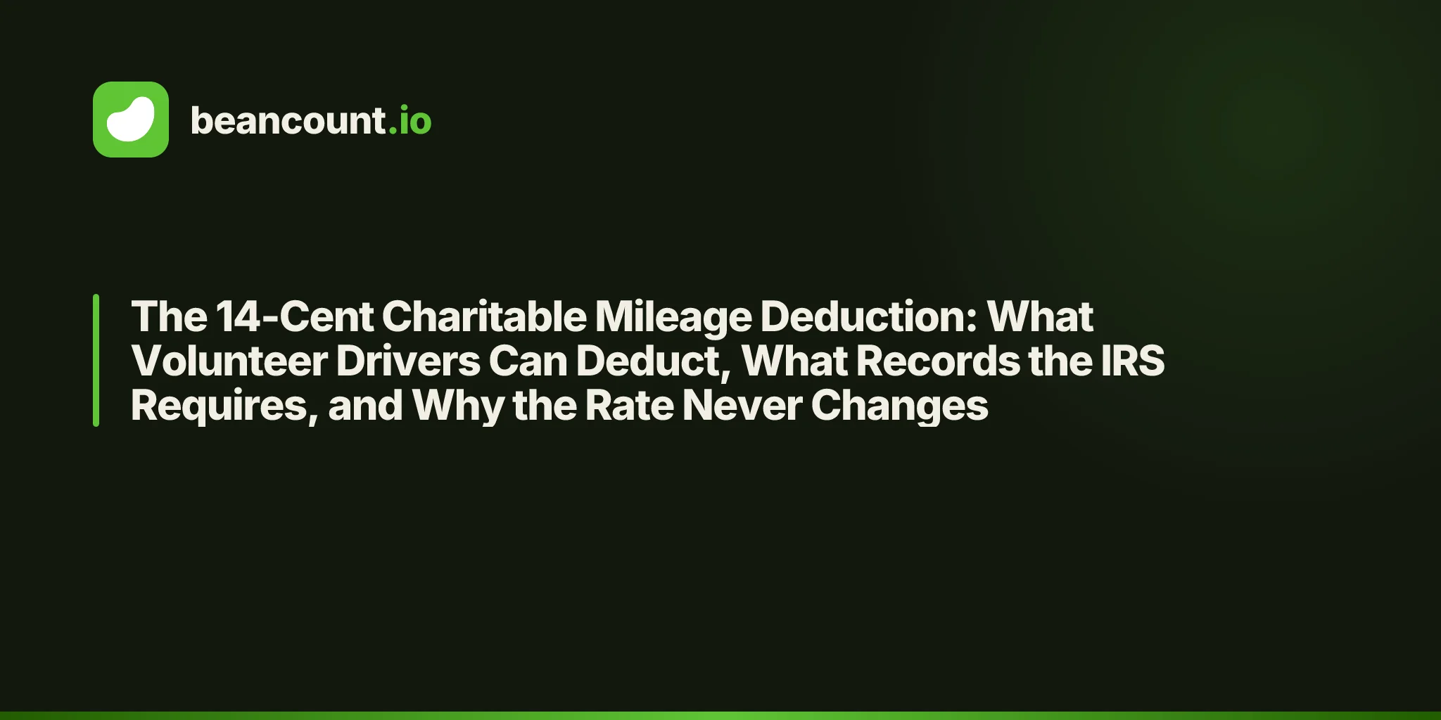 The 14-Cent Charitable Mileage Deduction: What Volunteer Drivers Can Deduct, What Records the IRS Requires, and Why the Rate Never Changes