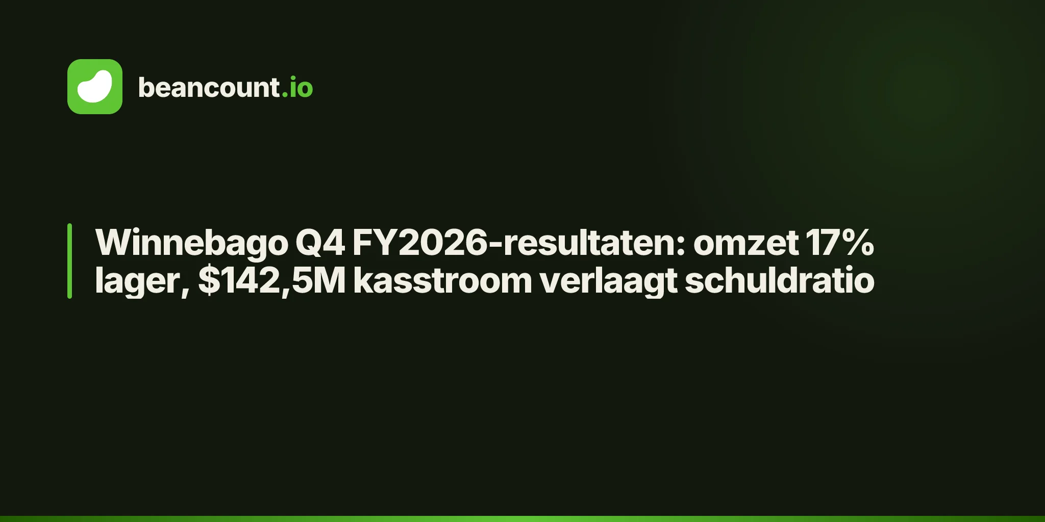 Winnebago Q4 FY2026-resultaten: omzet 17% lager, $142,5M kasstroom verlaagt schuldratio