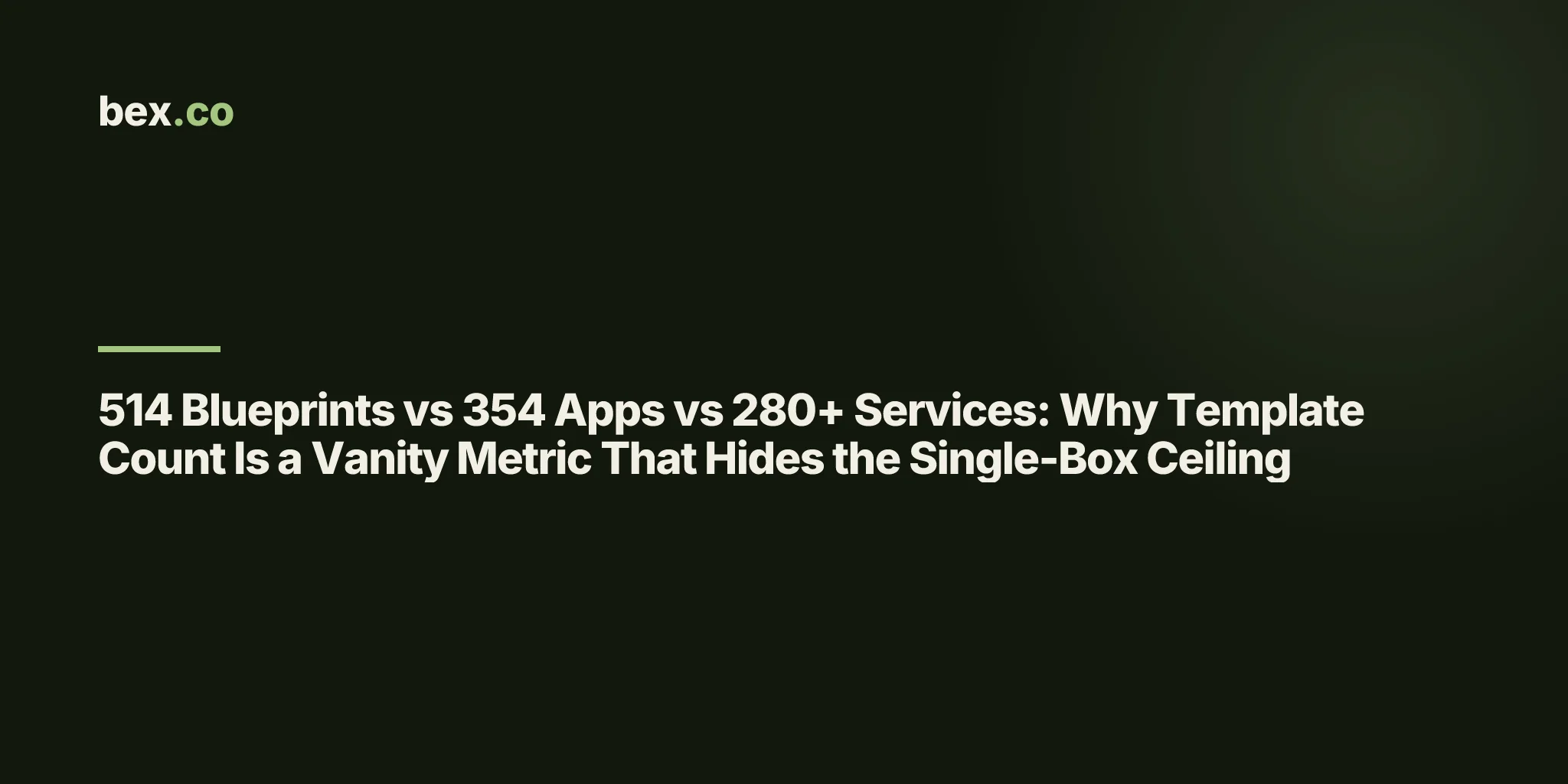 514 Blueprints vs 354 Apps vs 280+ Services: Why Template Count Is a Vanity Metric That Hides the Single-Box Ceiling