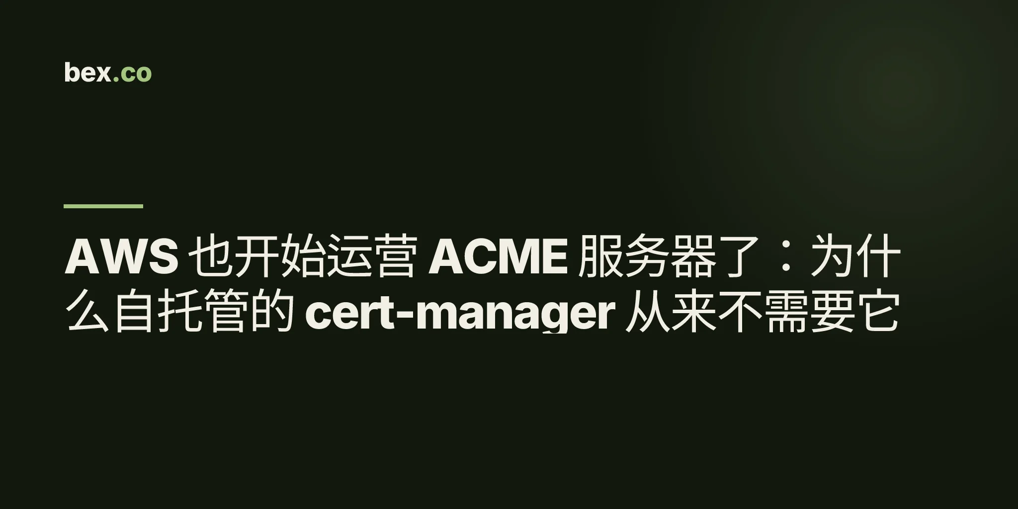 AWS 也开始运营 ACME 服务器了:为什么自托管的 cert-manager 从来不需要它