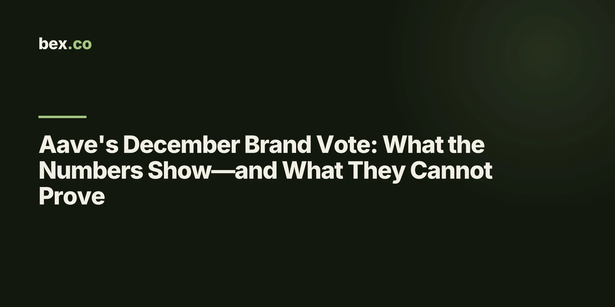 Aave's December Brand Vote: What the Numbers Show—and What They Cannot Prove