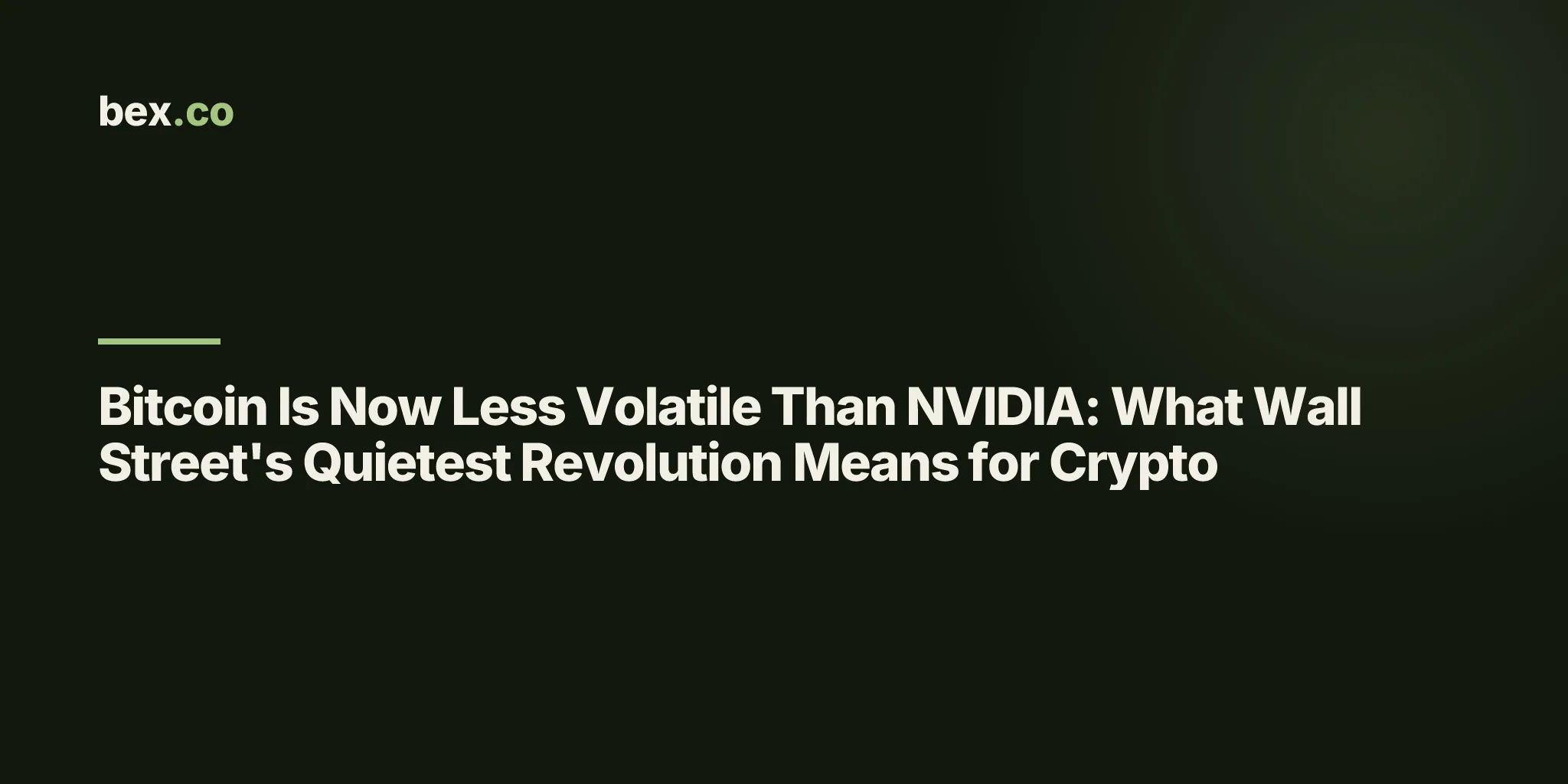 Bitcoin Is Now Less Volatile Than NVIDIA: What Wall Street's Quietest Revolution Means for Crypto