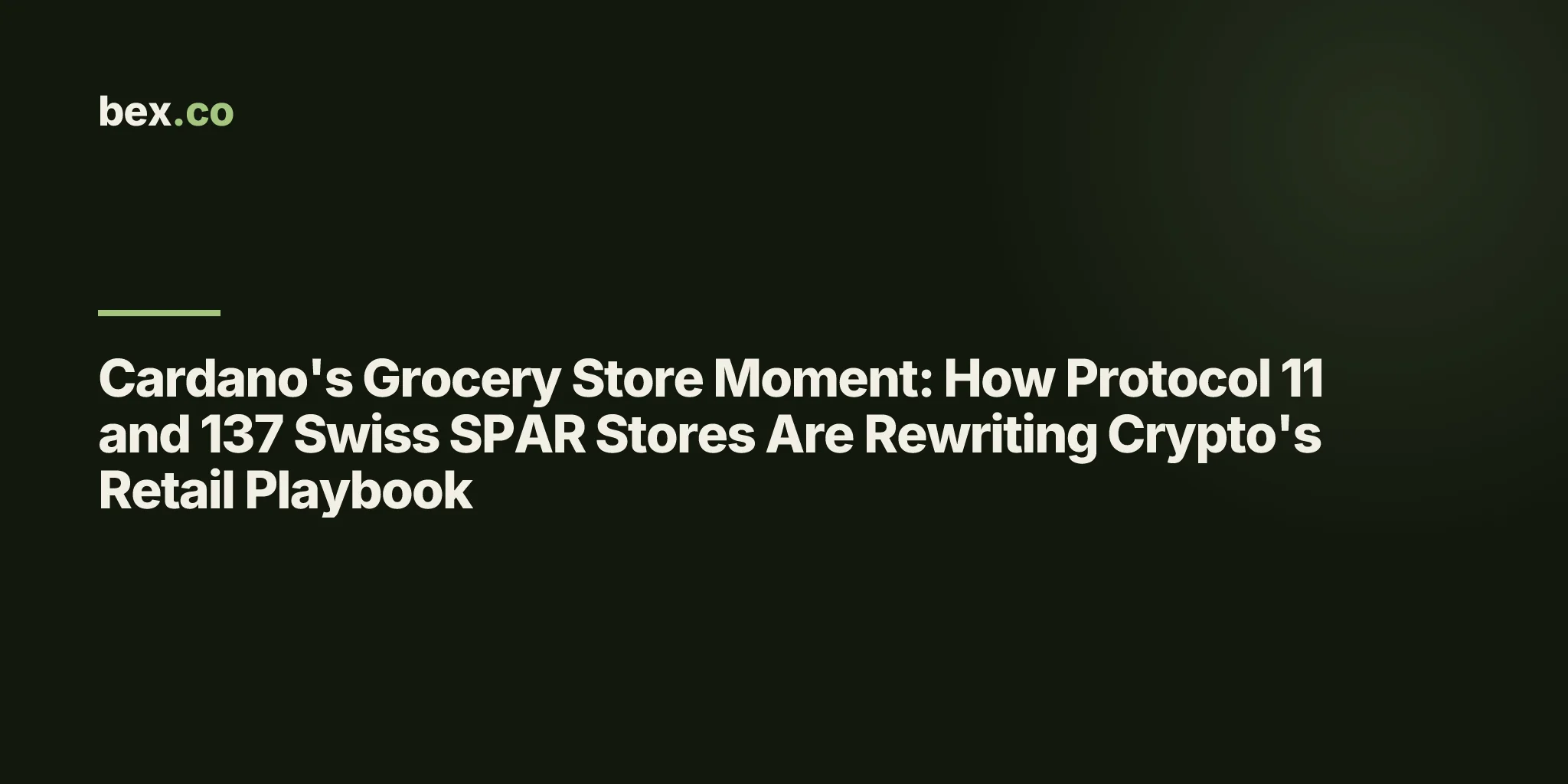 Cardano's Grocery Store Moment: How Protocol 11 and 137 Swiss SPAR Stores Are Rewriting Crypto's Retail Playbook