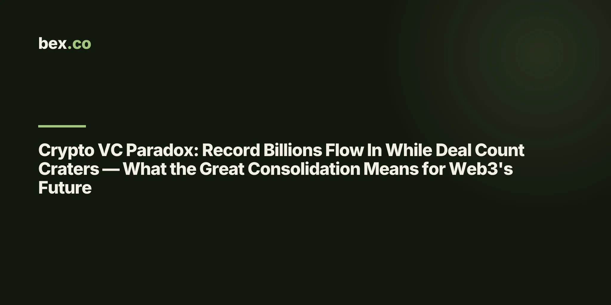 Crypto VC Paradox: Record Billions Flow In While Deal Count Craters — What the Great Consolidation Means for Web3's Future
