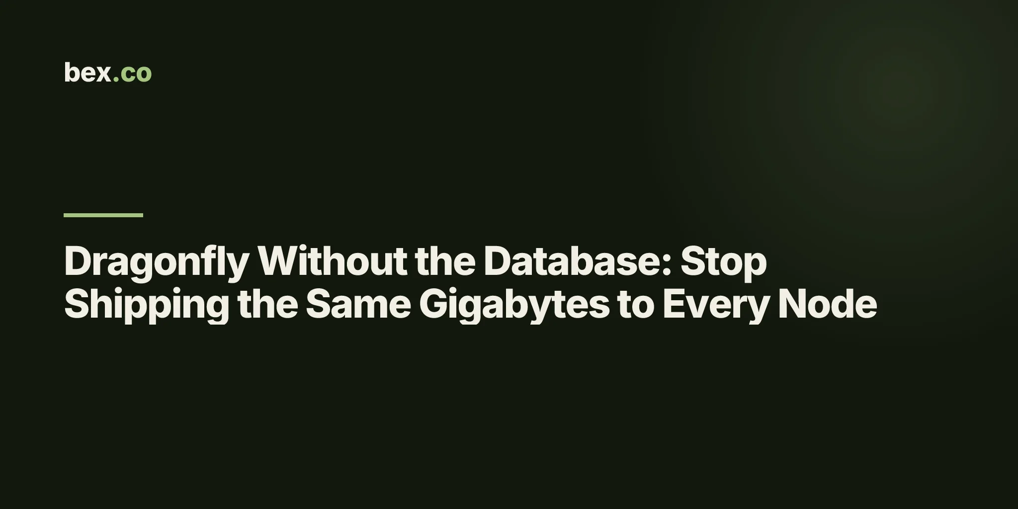 Dragonfly Without the Database: Stop Shipping the Same Gigabytes to Every Node