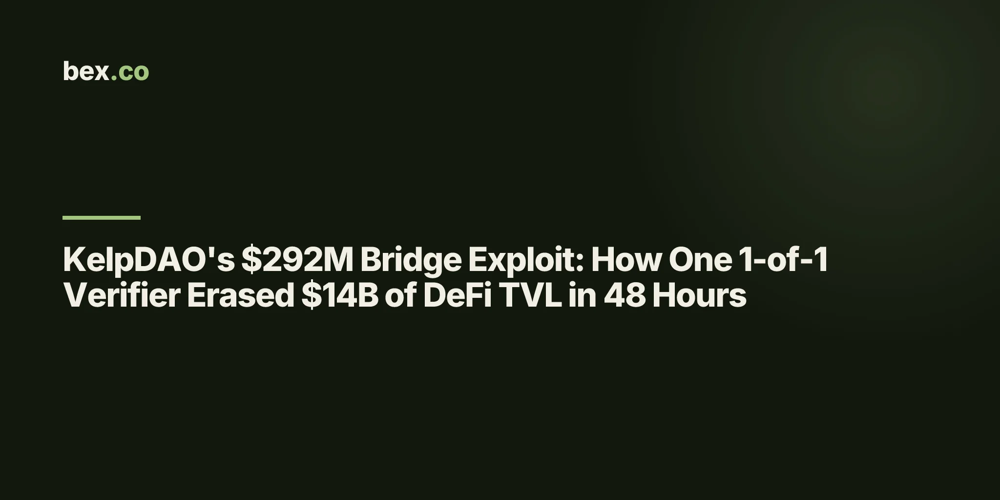 KelpDAO's $292M Bridge Exploit: How One 1-of-1 Verifier Erased $14B of DeFi TVL in 48 Hours
