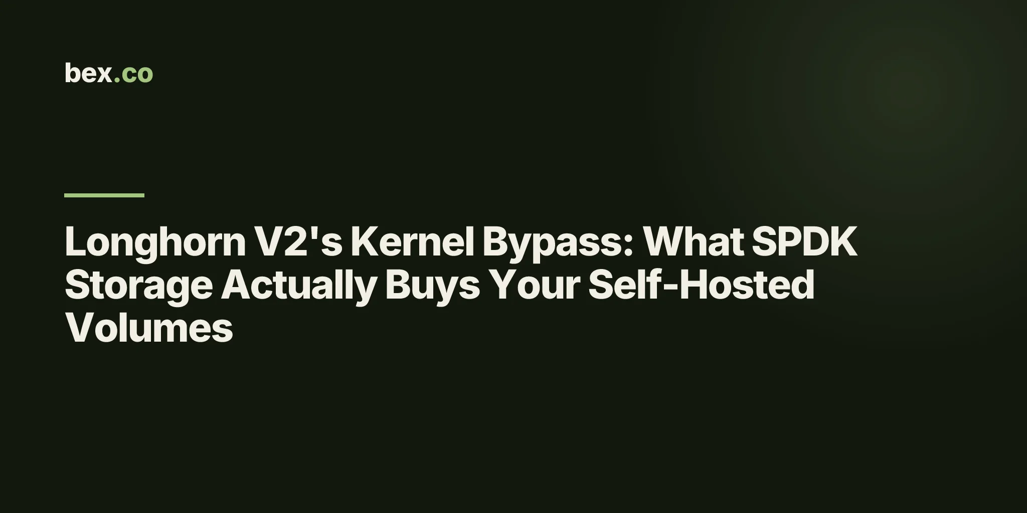 Longhorn V2's Kernel Bypass: What SPDK Storage Actually Buys Your Self-Hosted Volumes