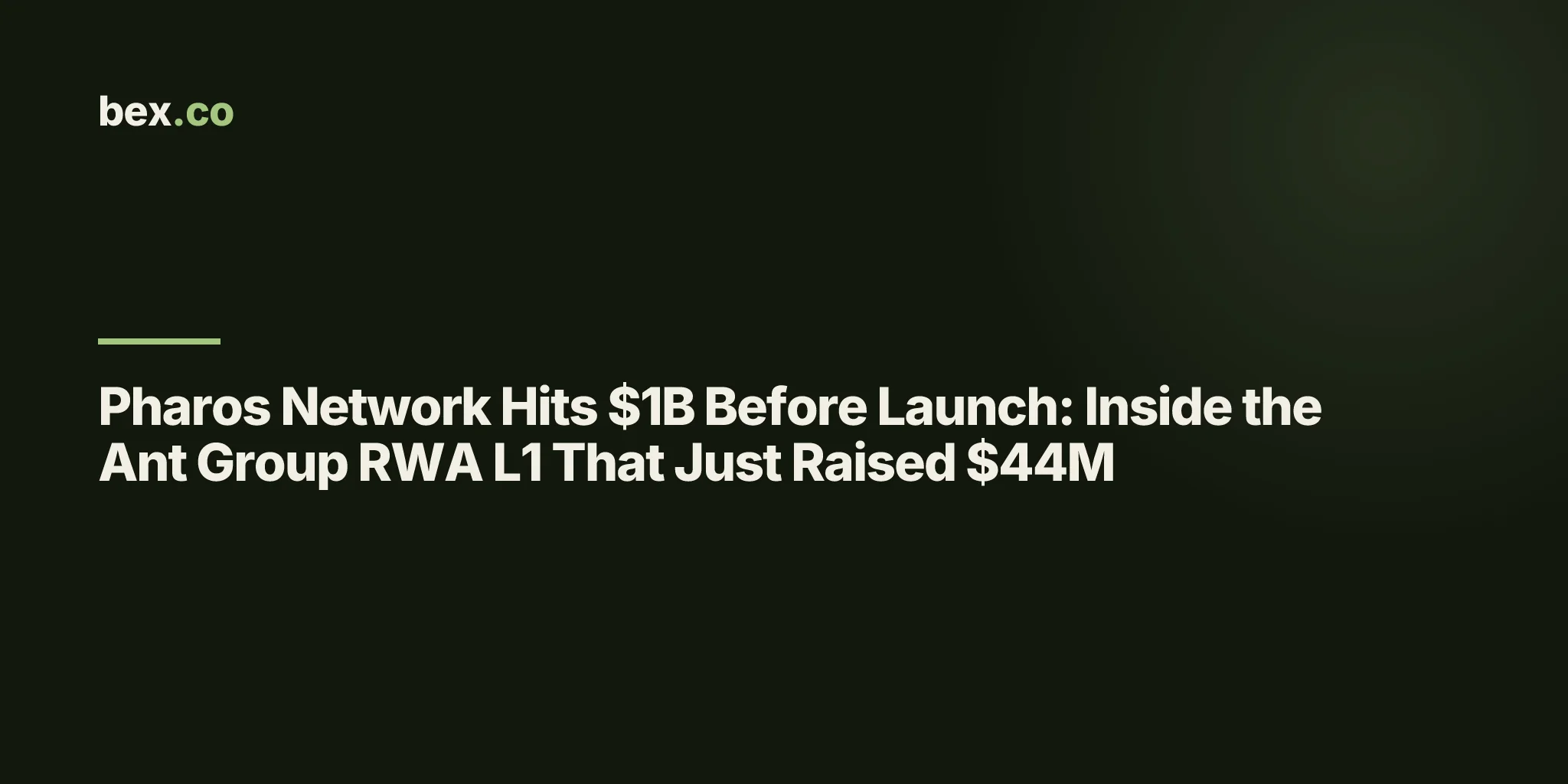 Pharos Network Hits $1B Before Launch: Inside the Ant Group RWA L1 That Just Raised $44M