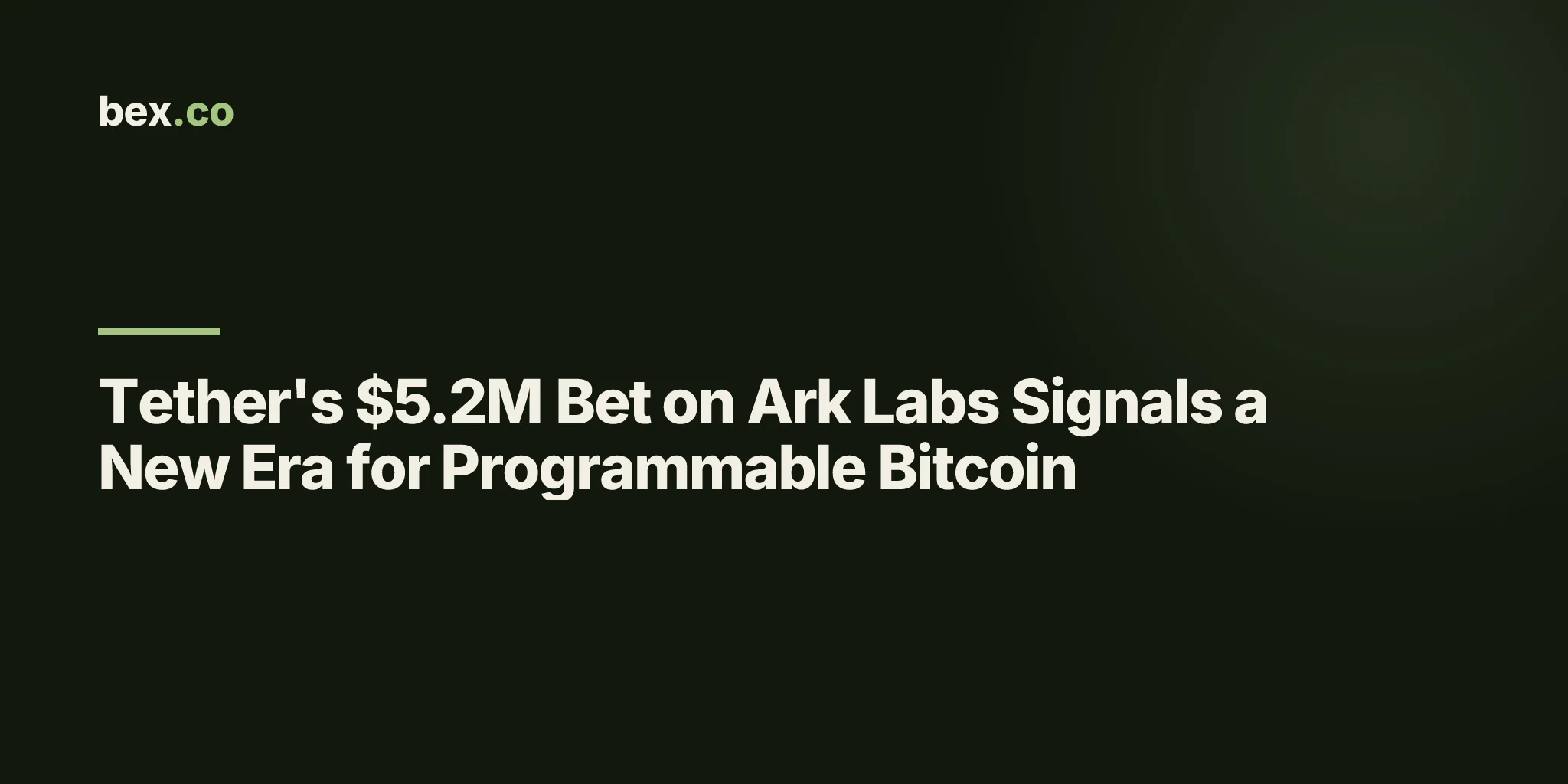 Tether's $5.2M Bet on Ark Labs Signals a New Era for Programmable Bitcoin