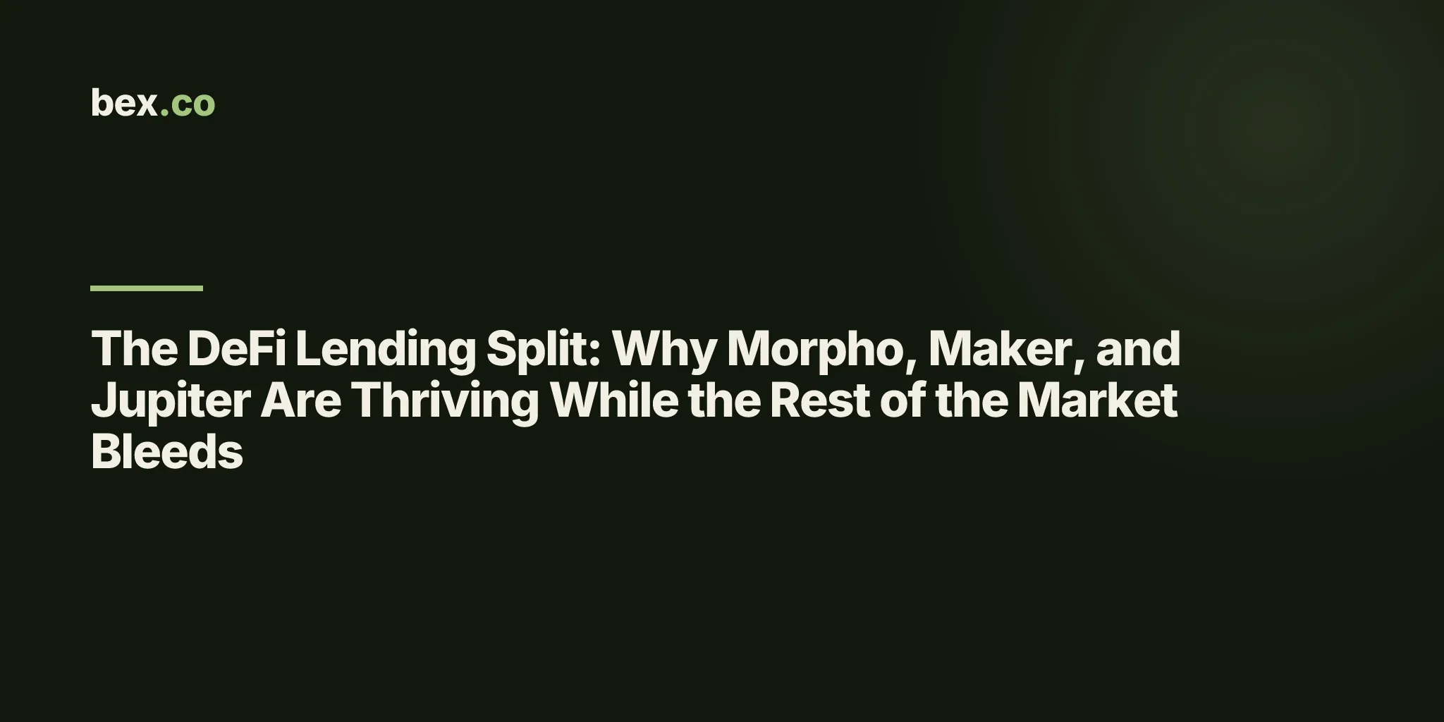 The DeFi Lending Split: Why Morpho, Maker, and Jupiter Are Thriving While the Rest of the Market Bleeds