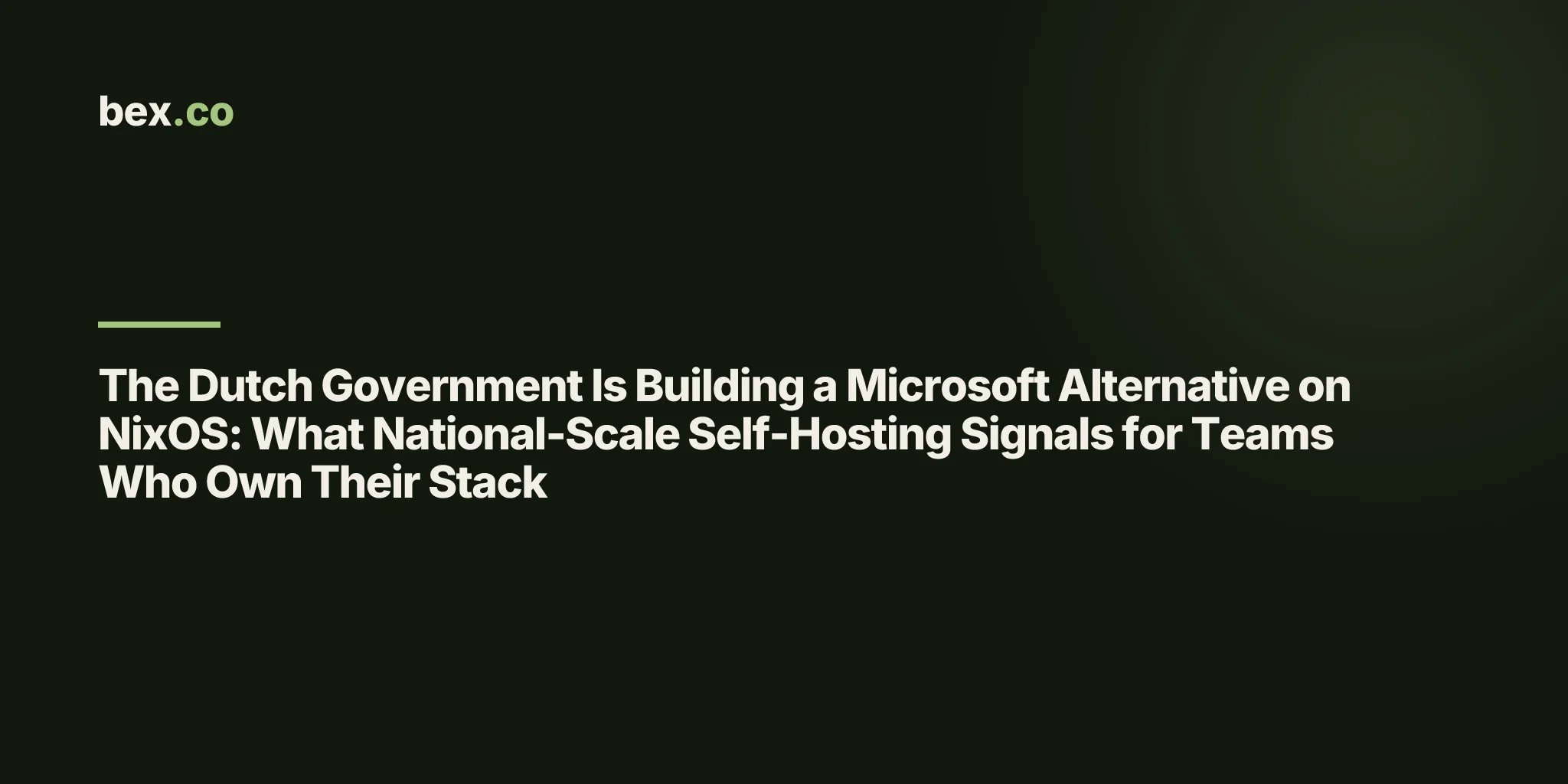 The Dutch Government Is Building a Microsoft Alternative on NixOS: What National-Scale Self-Hosting Signals for Teams Who Own Their Stack