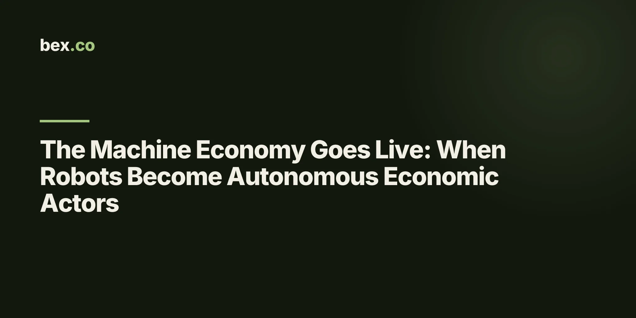 The Machine Economy Goes Live: When Robots Become Autonomous Economic Actors