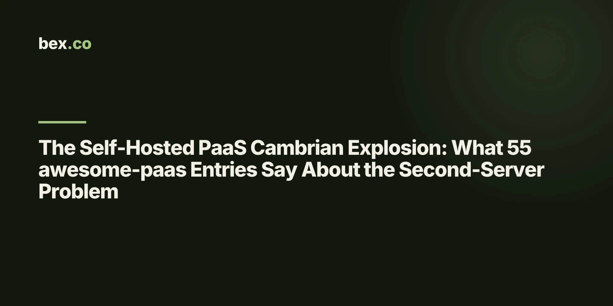 The Self-Hosted PaaS Cambrian Explosion: What 55 awesome-paas Entries Say About the Second-Server Problem